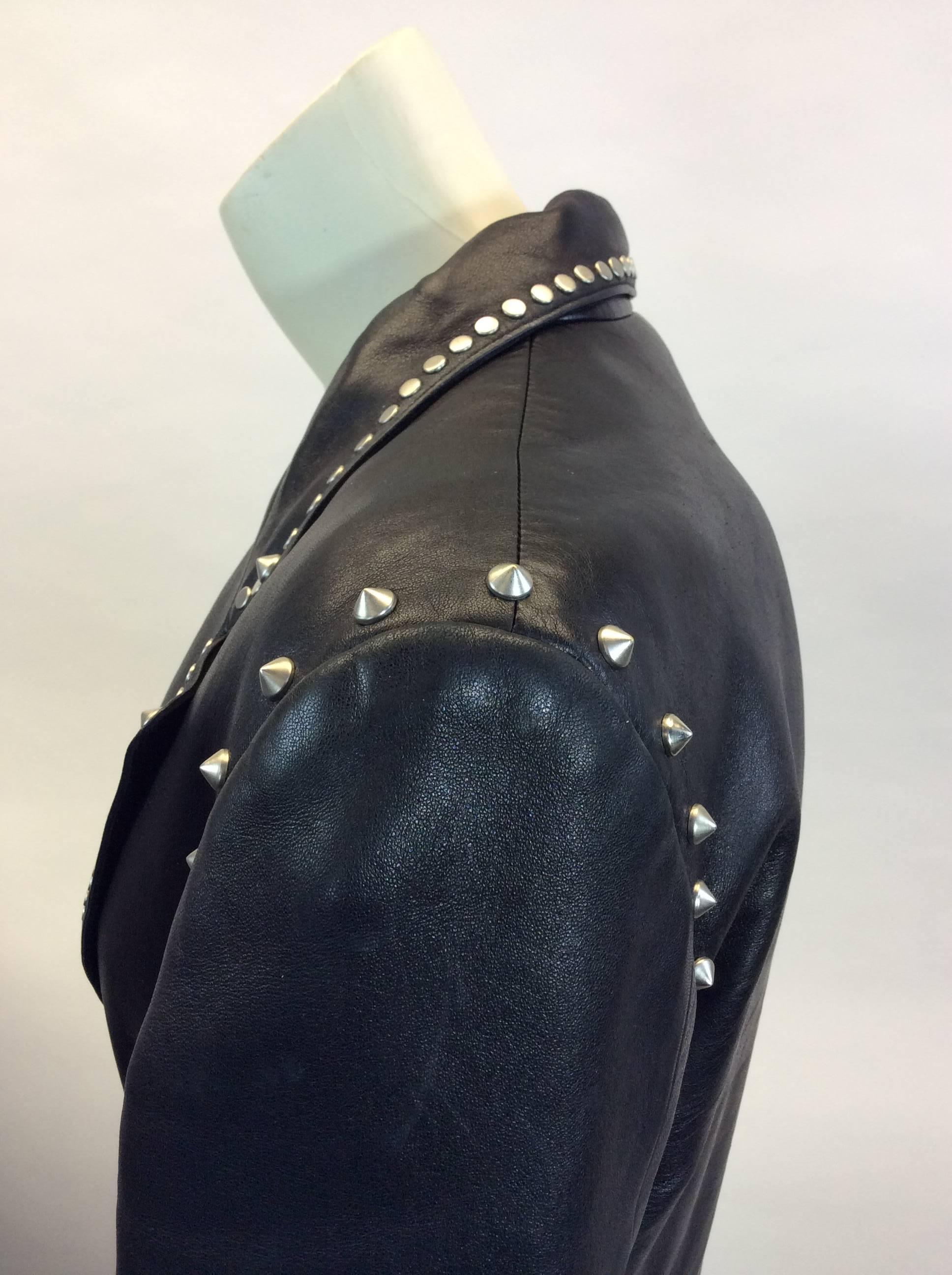 Women's Gianni Versace Black Leather Studded Jacket