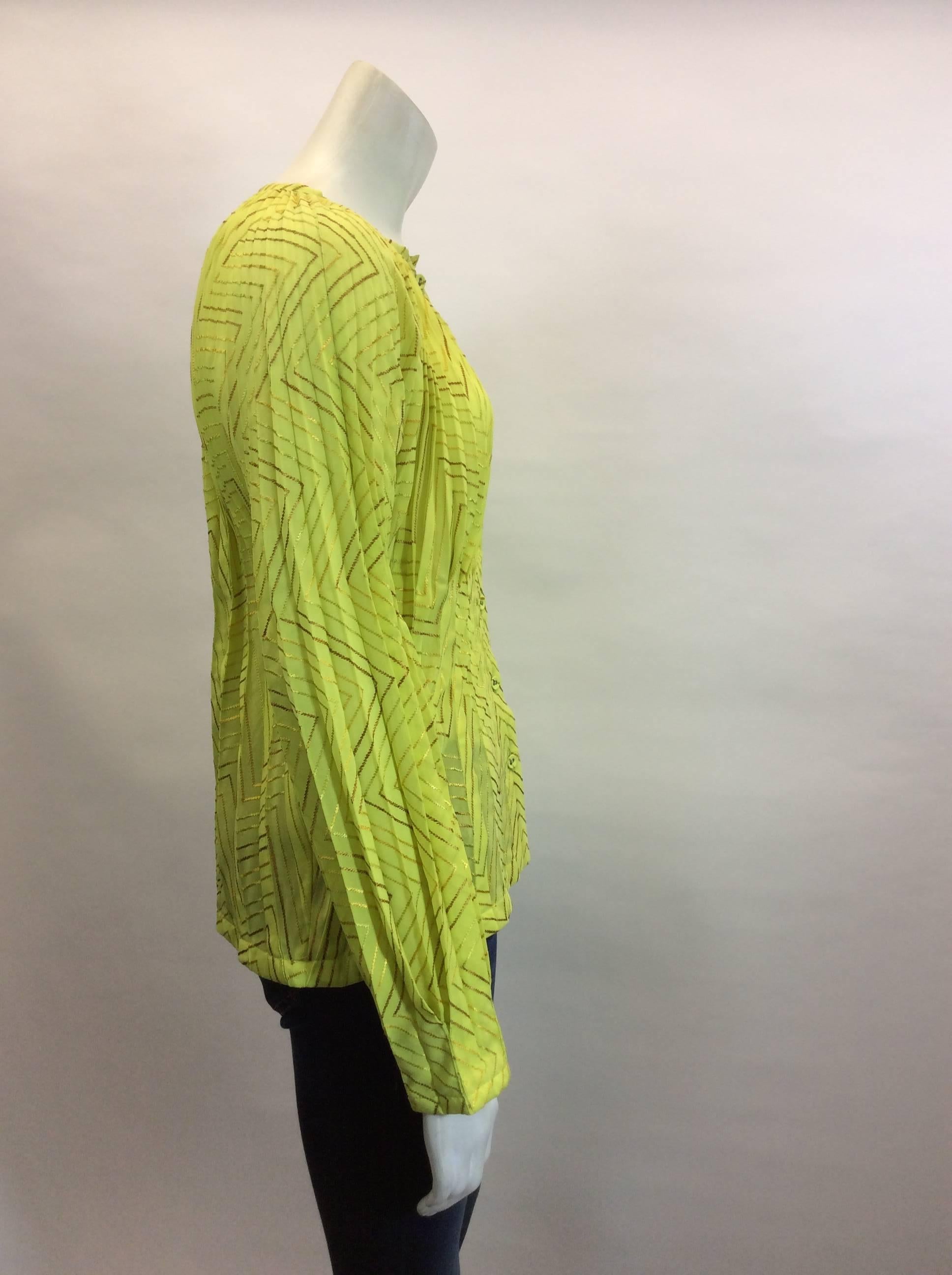 Women's Issey Miyake Yellow & Gold Pleated Top For Sale