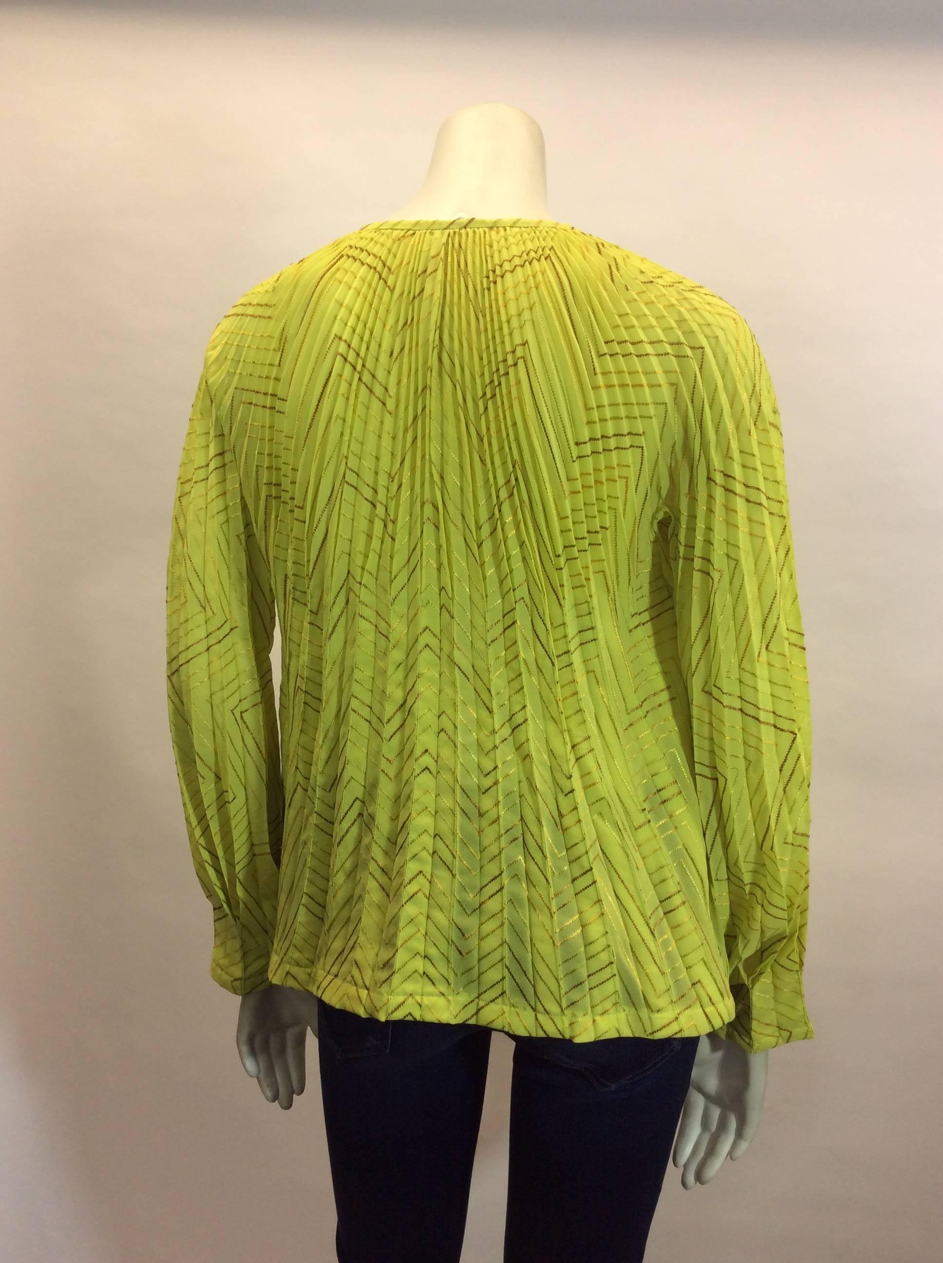 Issey Miyake Yellow & Gold Pleated Top In Excellent Condition For Sale In Narberth, PA