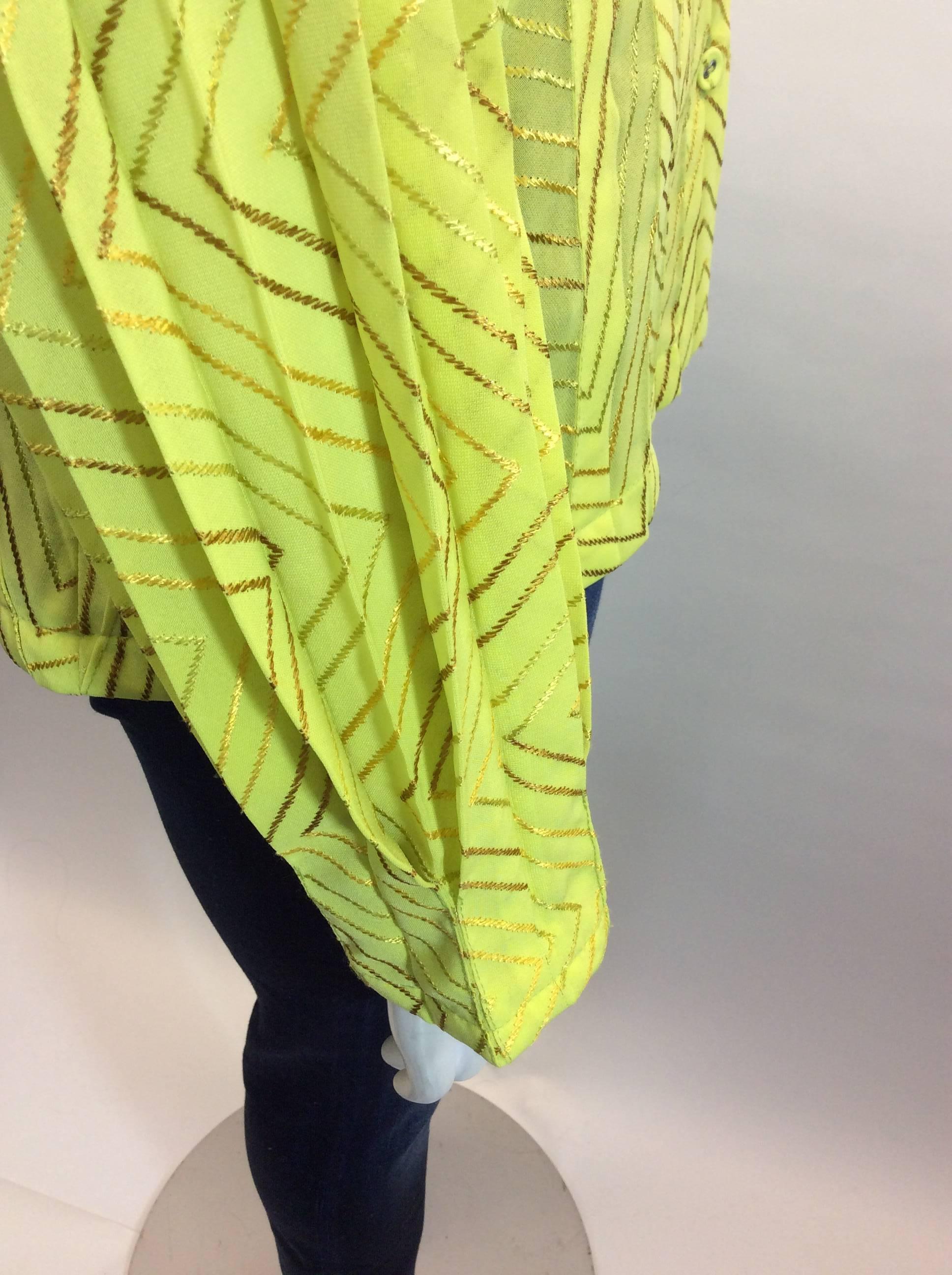 Issey Miyake Yellow & Gold Pleated Top For Sale 1