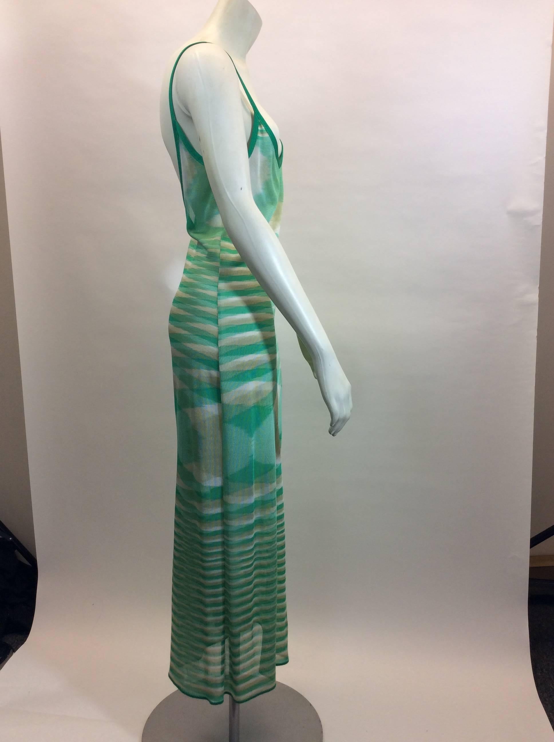 Missoni Dress
Size 42
Low back - noted in photo
Knit, 100% Rayon
Mint and cream stripe
Made in Italy