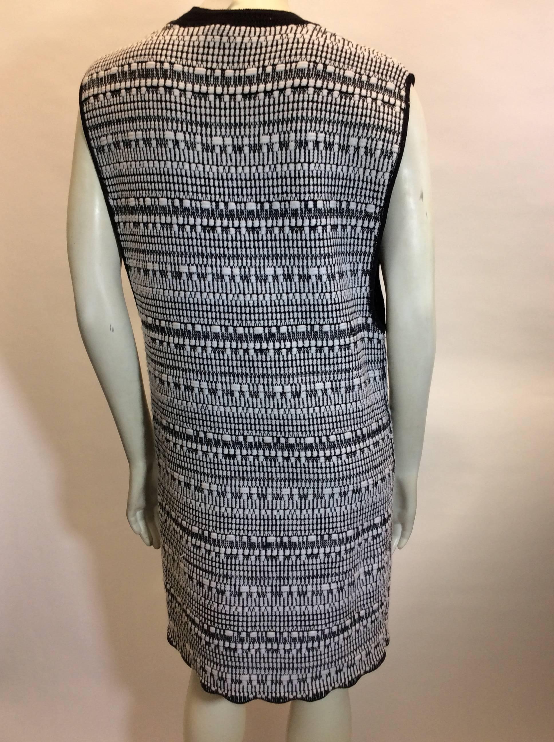 Gray Helmut Lang Black and White Textured Sweater Dress For Sale