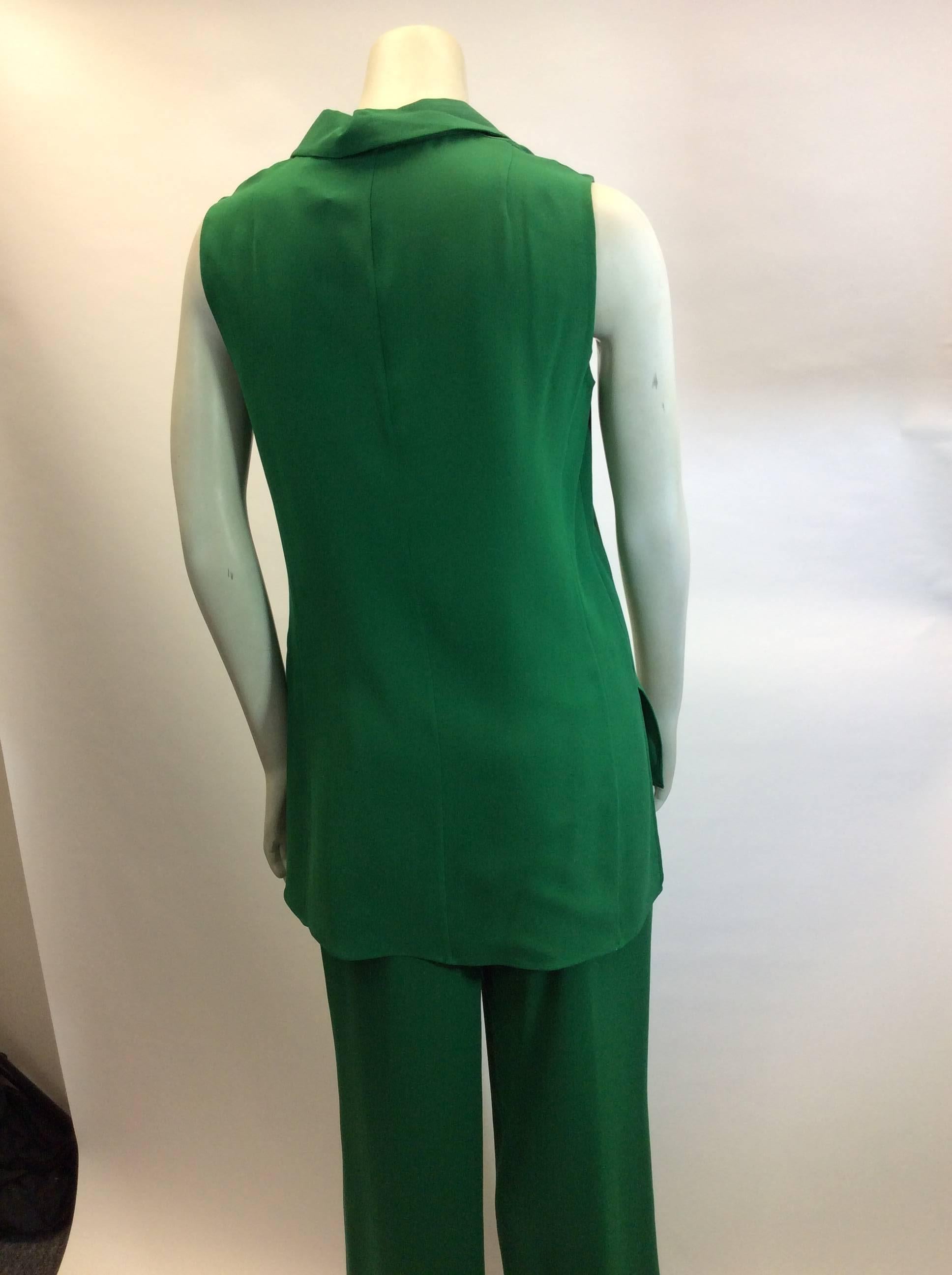 Women's Akris Emerald Green NWT Silk Pant Suit For Sale