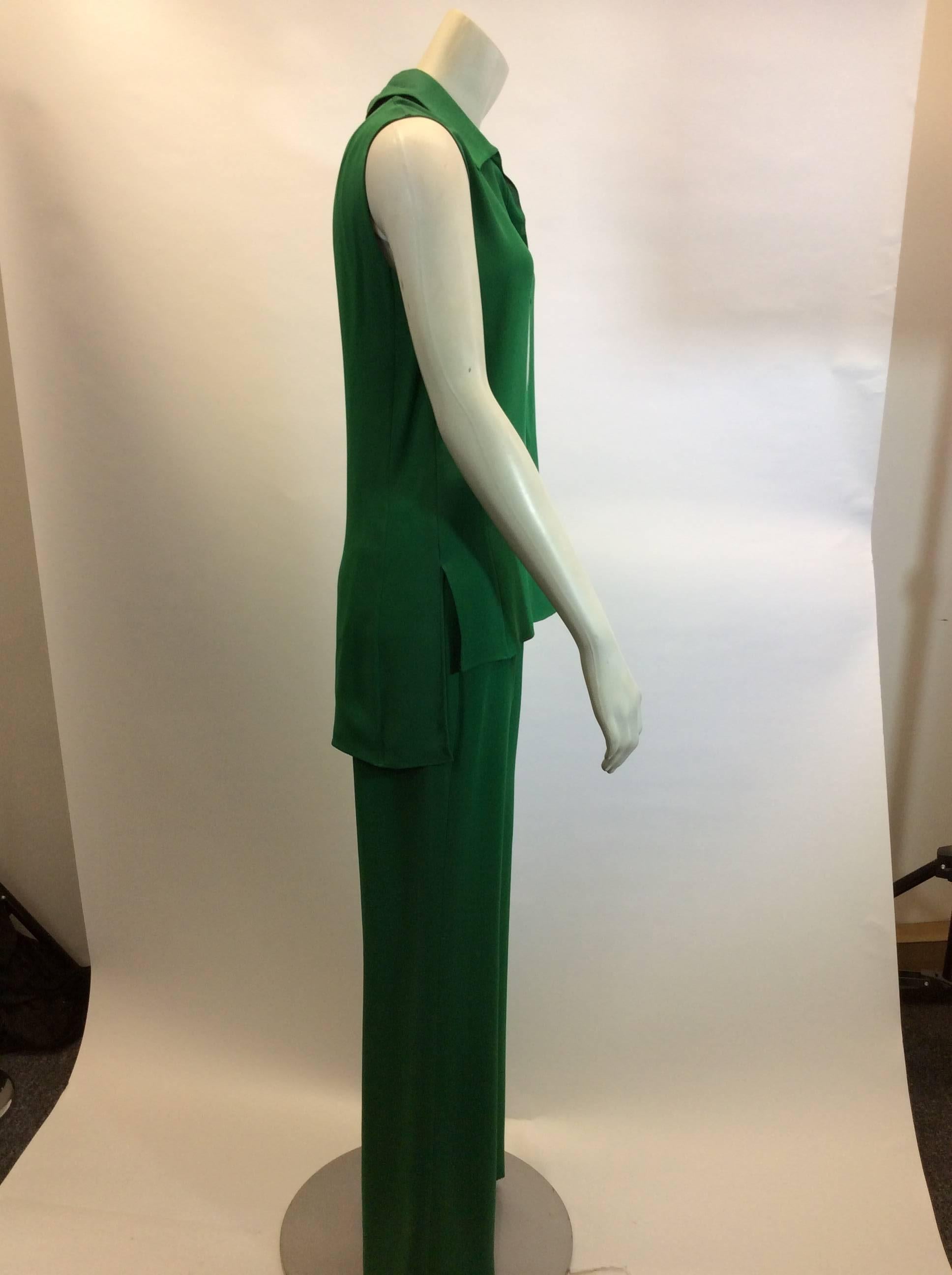 Akris Emerald Green NWT Silk Pant Suit For Sale 1