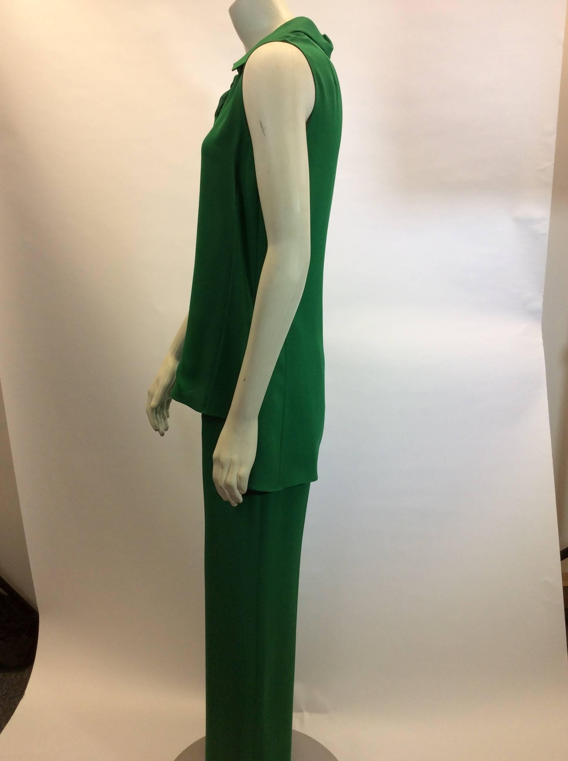 Akris Emerald Green NWT Silk Pant Suit In New Condition For Sale In Narberth, PA