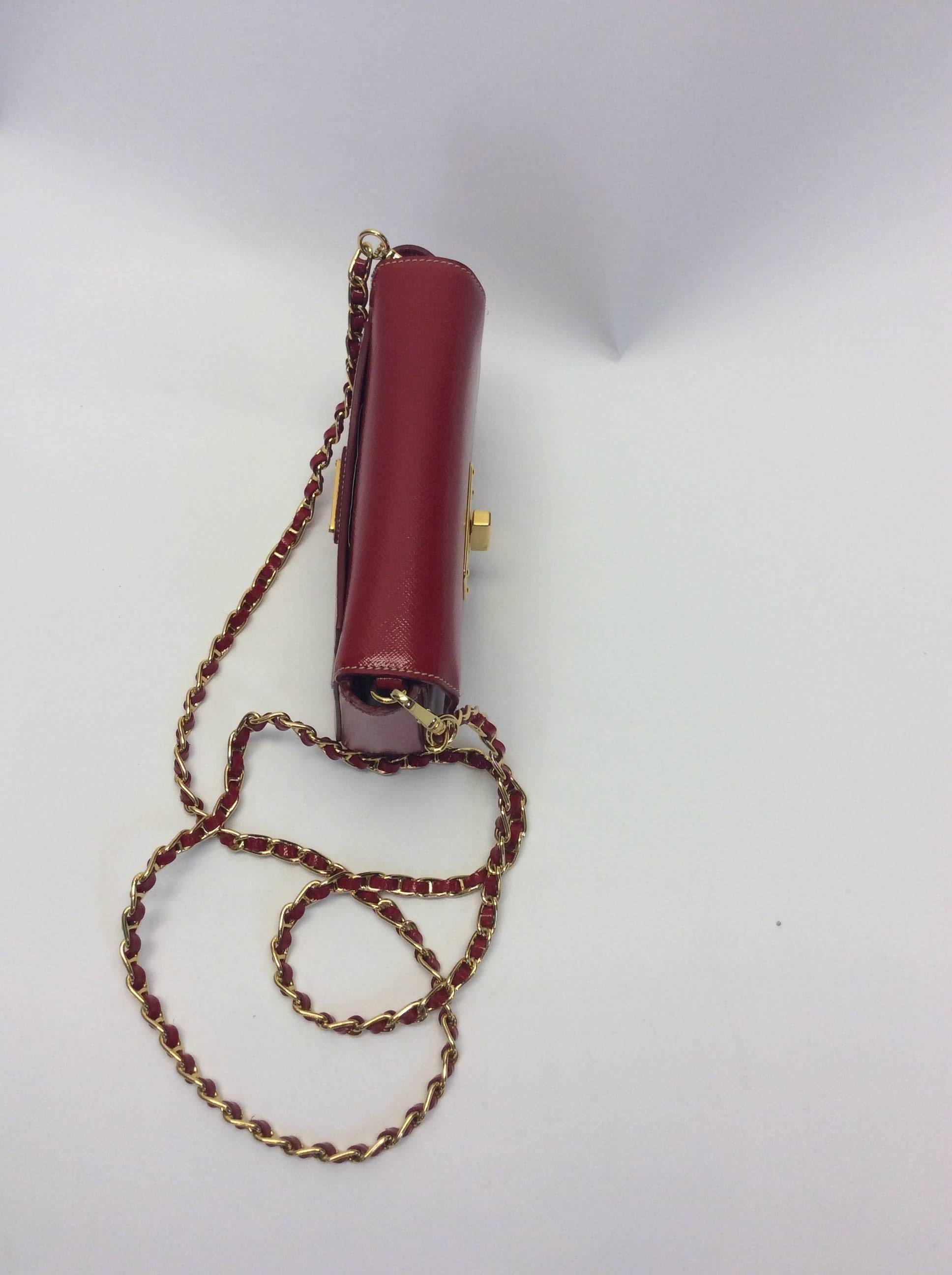 Women's Prada Petite Red Patent Leather Crossbody For Sale
