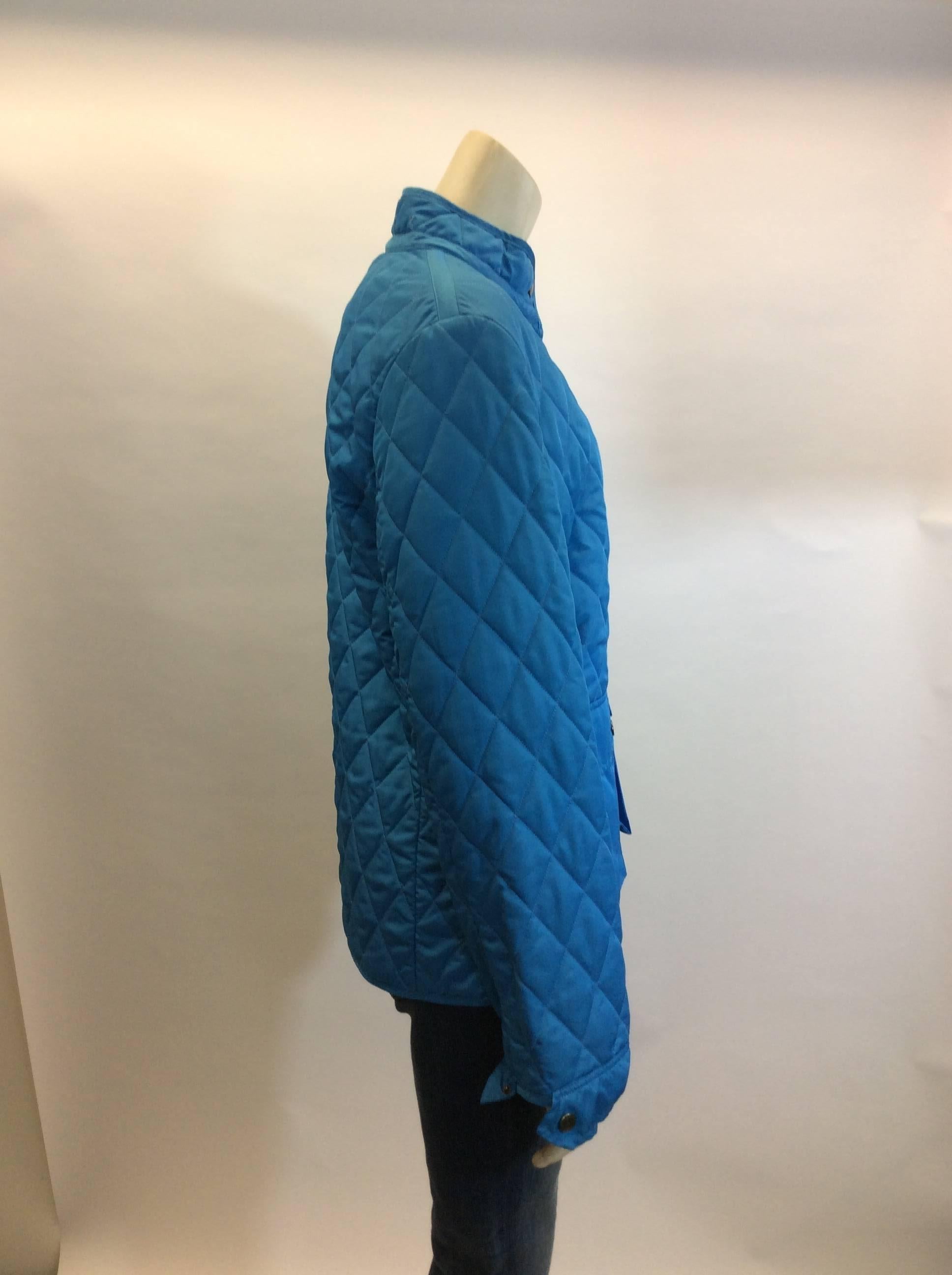 Burberry Blue Quilted Jacket For Sale 1
