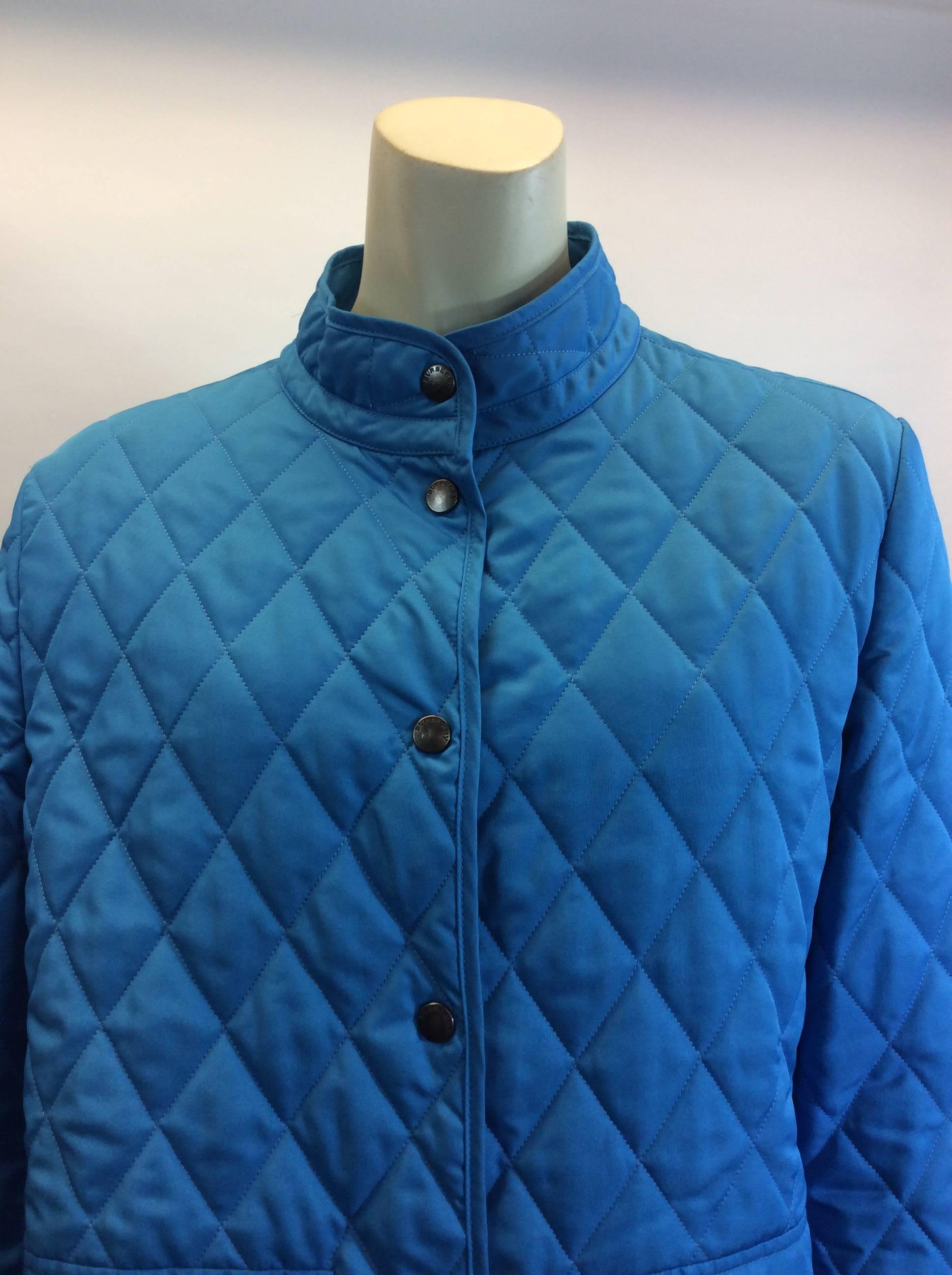 Burberry Blue Quilted Jacket For Sale 2