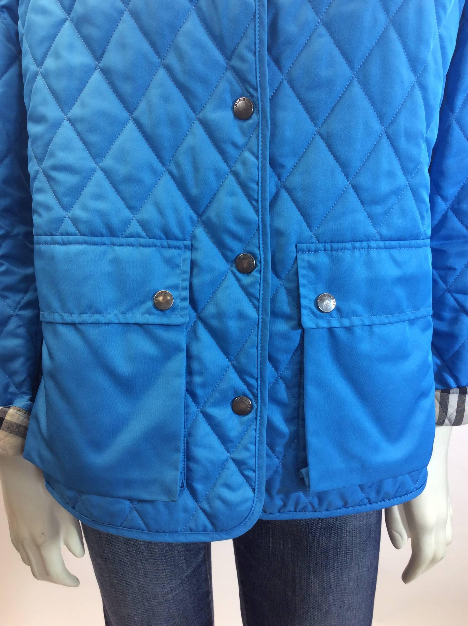 Burberry Blue Quilted Jacket For Sale 3