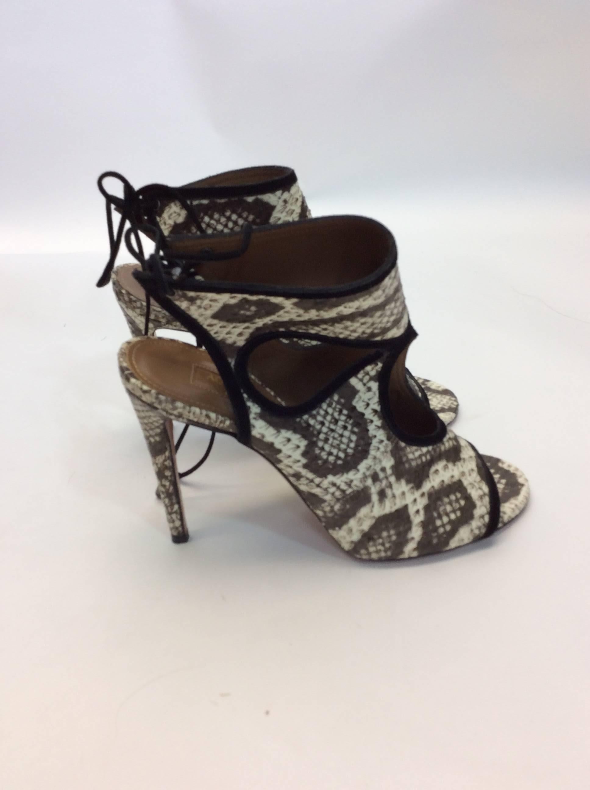 Women's Aquazzura Snake Skin Lace Up Pumps  For Sale