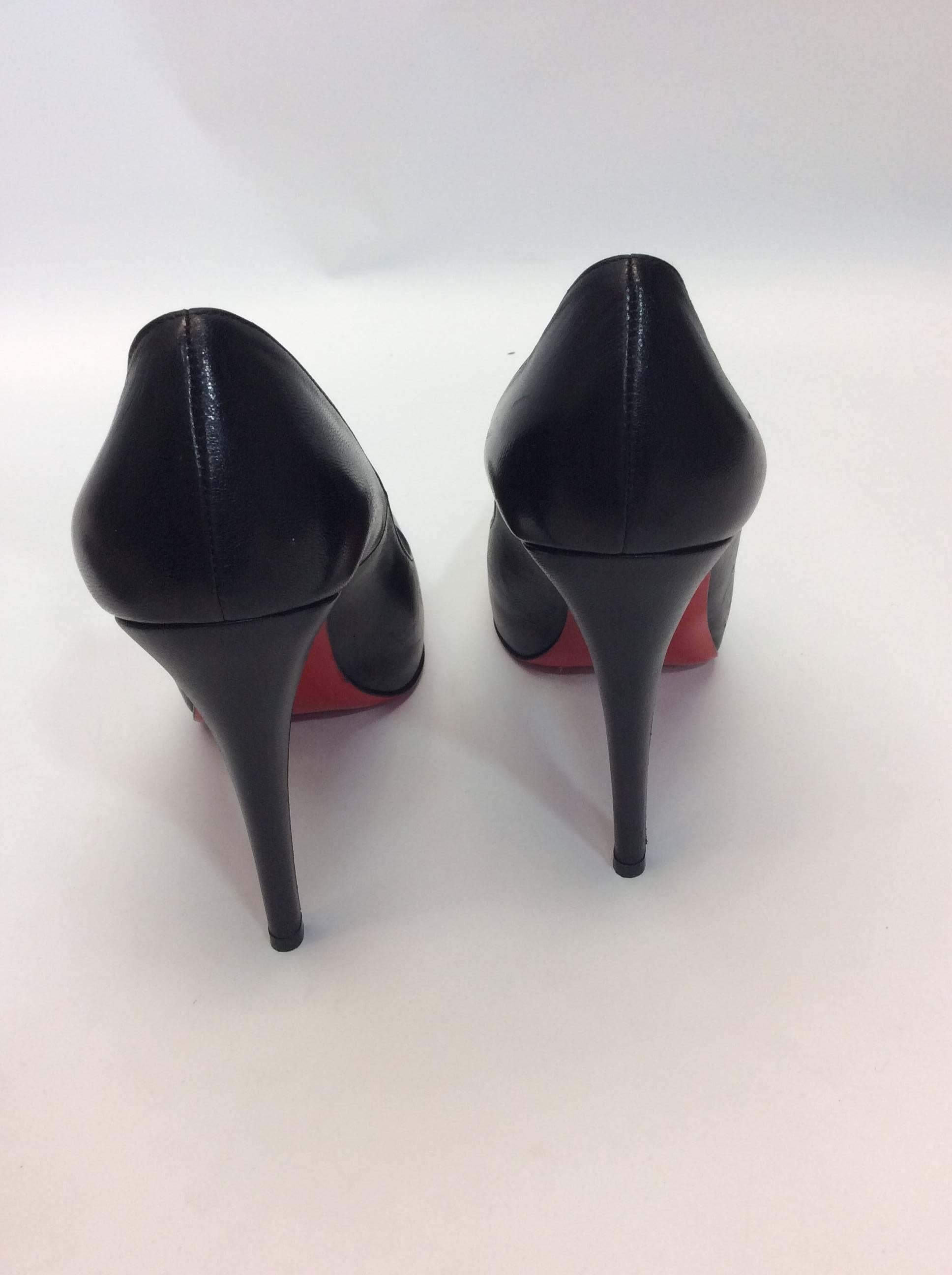 Brown Christian Louboutin Black Leather Pumps For Sale