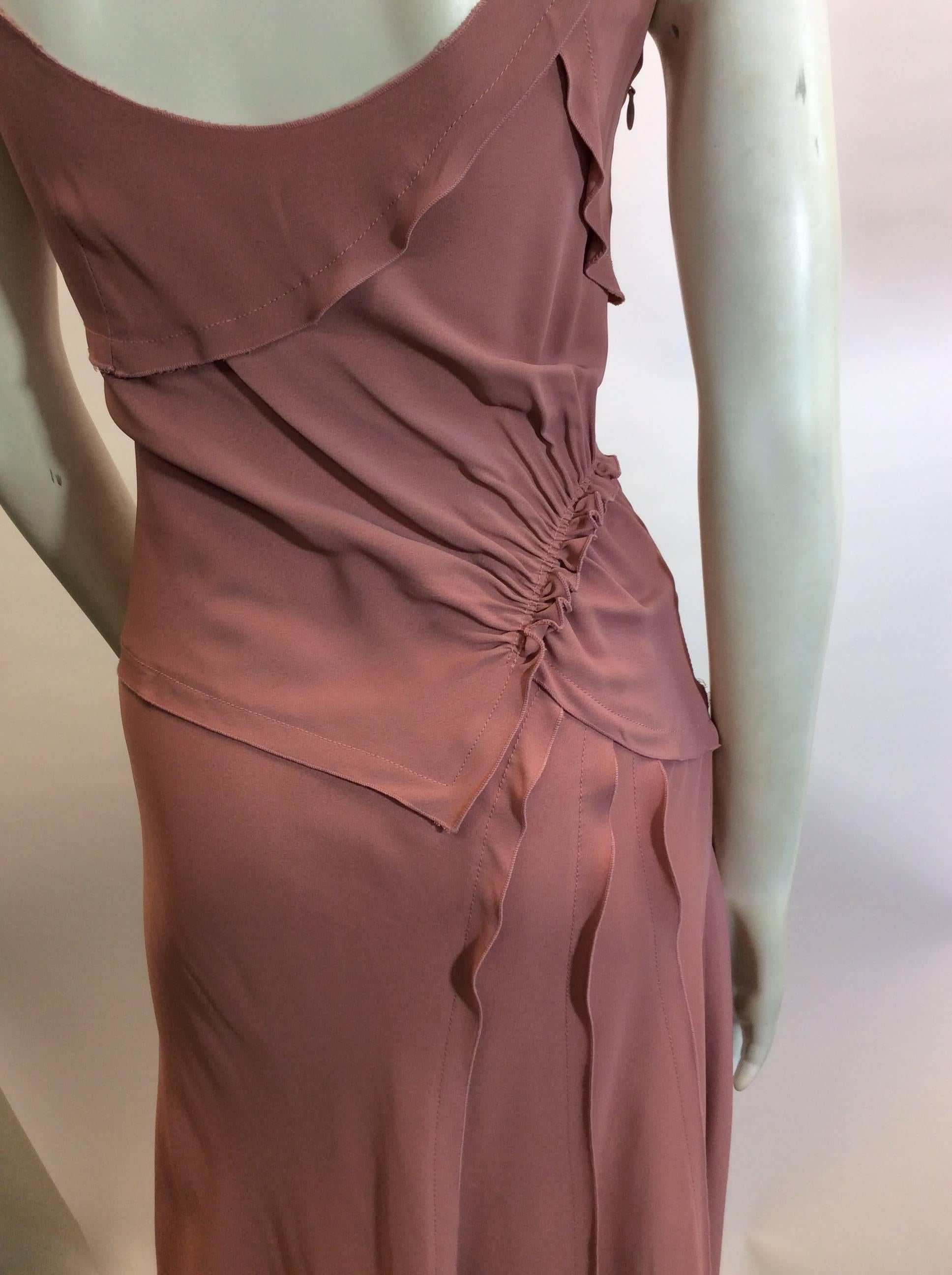 Brown Prada Blush Gathered Dress For Sale