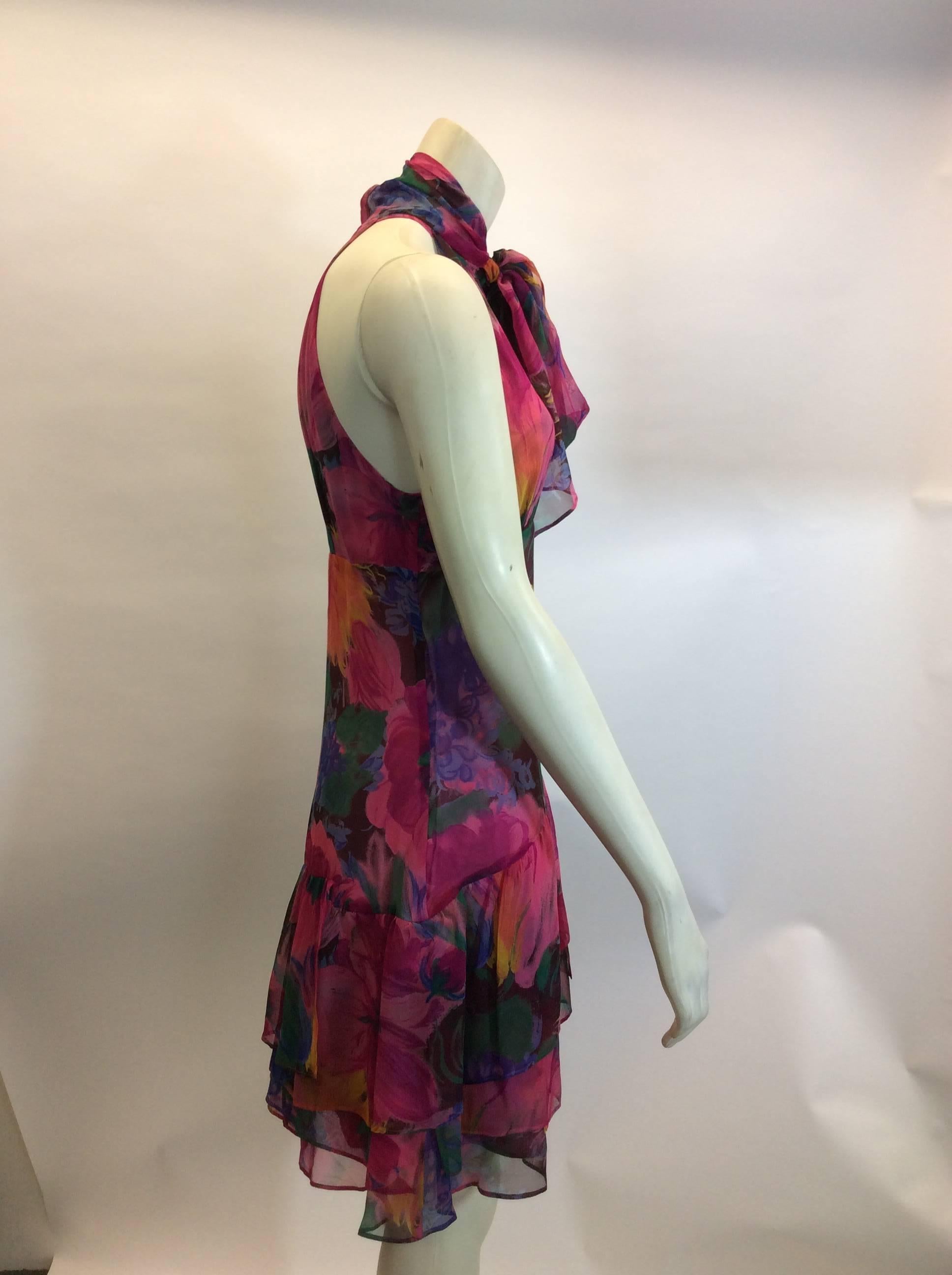 Dolce & Gabbana Floral Silk Dress In Excellent Condition For Sale In Narberth, PA