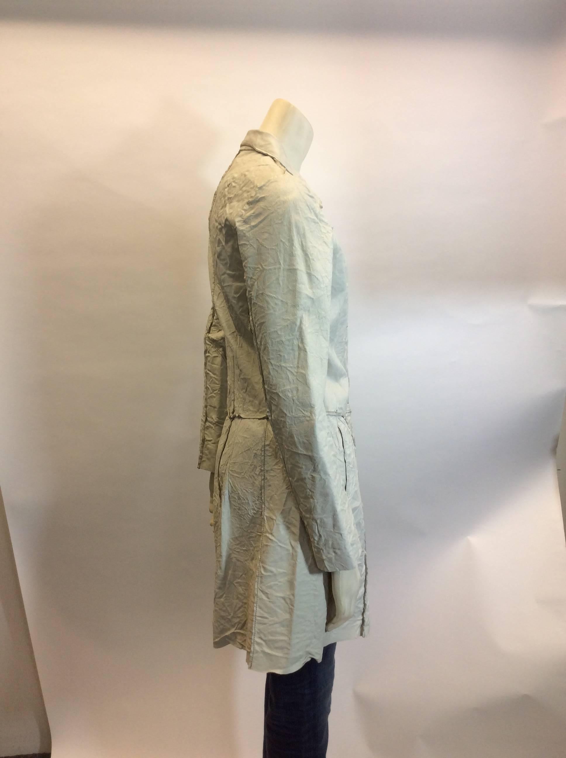 Poleci Cream Crinkle Leather Jacket In Excellent Condition For Sale In Narberth, PA