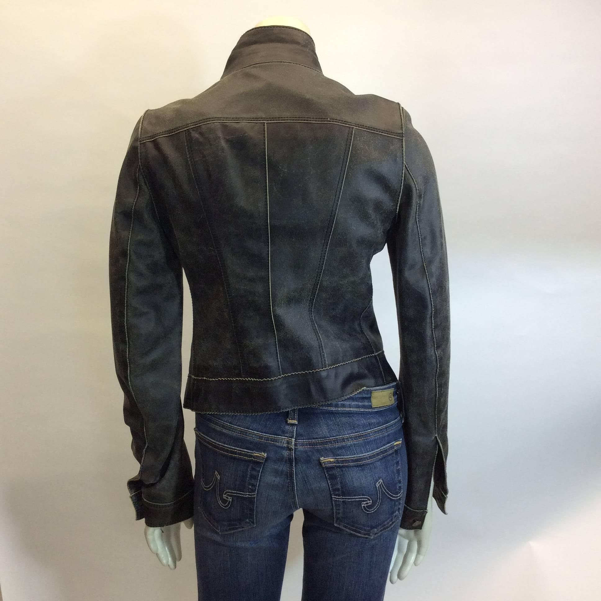 Patricia Pepe Leather Moto Button Jacket In Excellent Condition For Sale In Narberth, PA