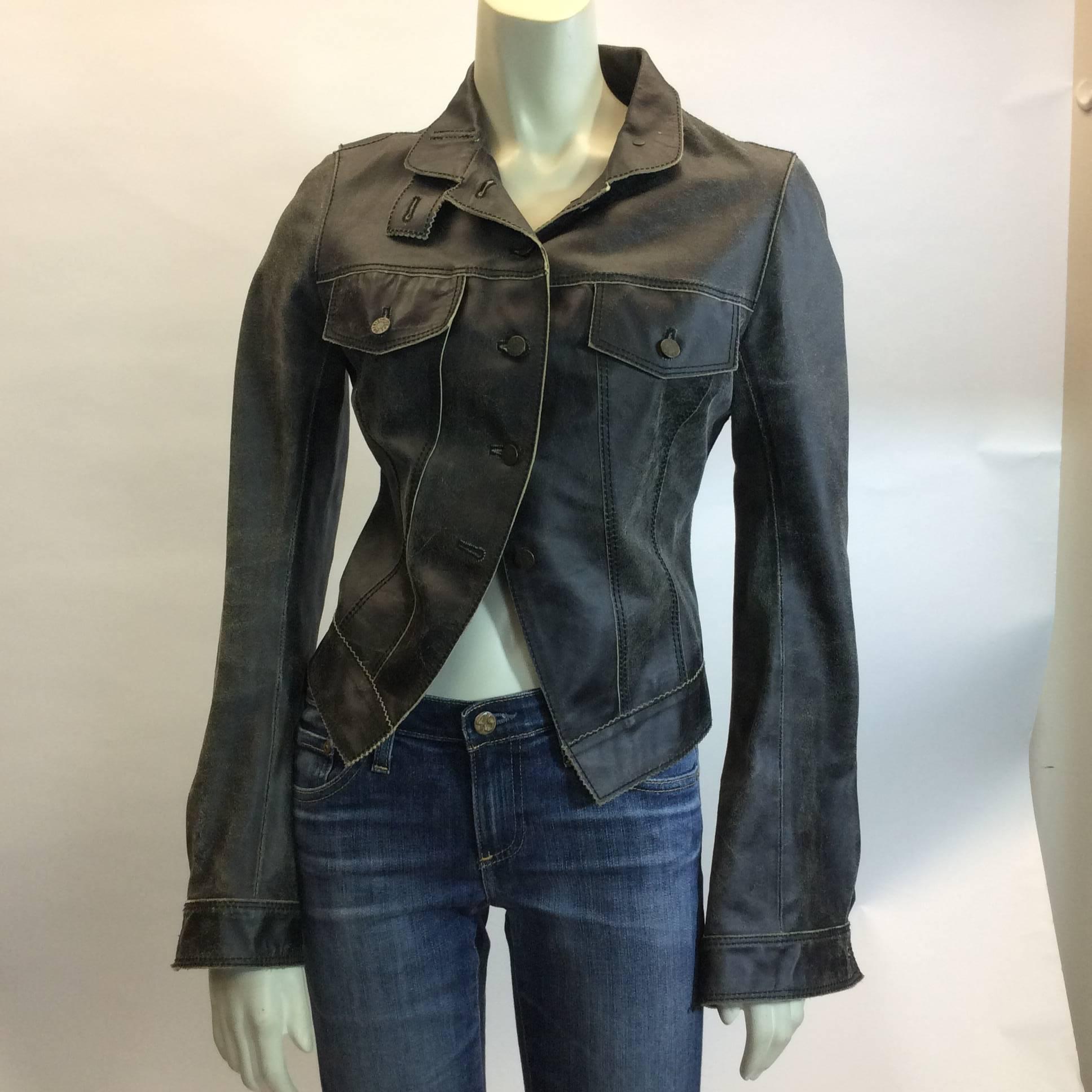 Women's Patricia Pepe Leather Moto Button Jacket For Sale