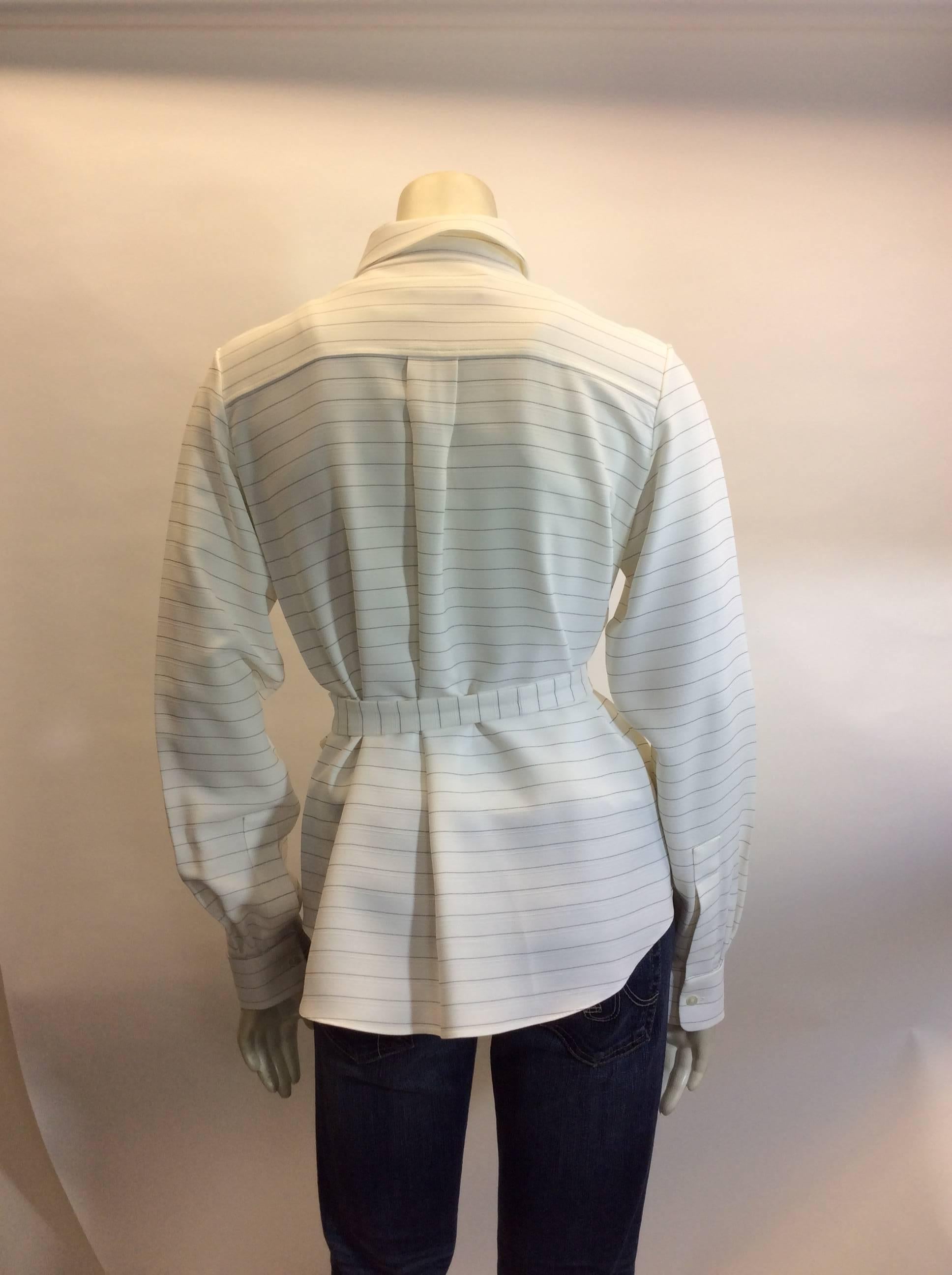 Chloe Buttondown Striped Blouse In Excellent Condition For Sale In Narberth, PA