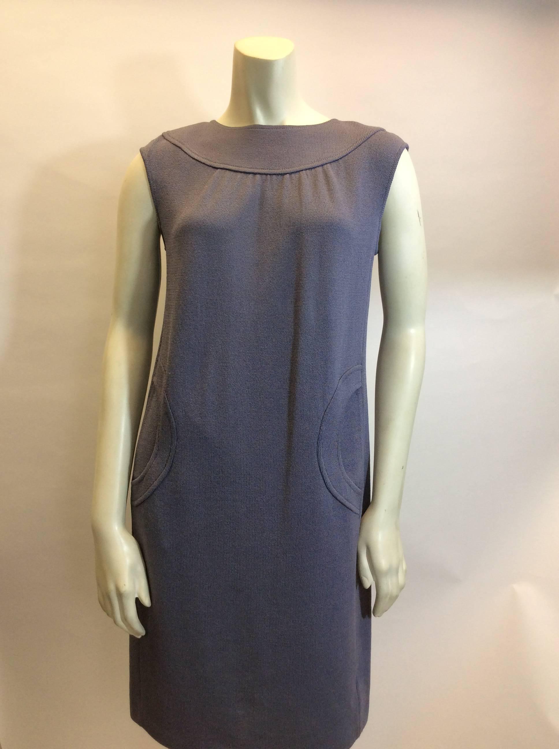 St. John Lavender Knit Sleeveless Dress
Two front pockets
$250 
size 4
Back zipper