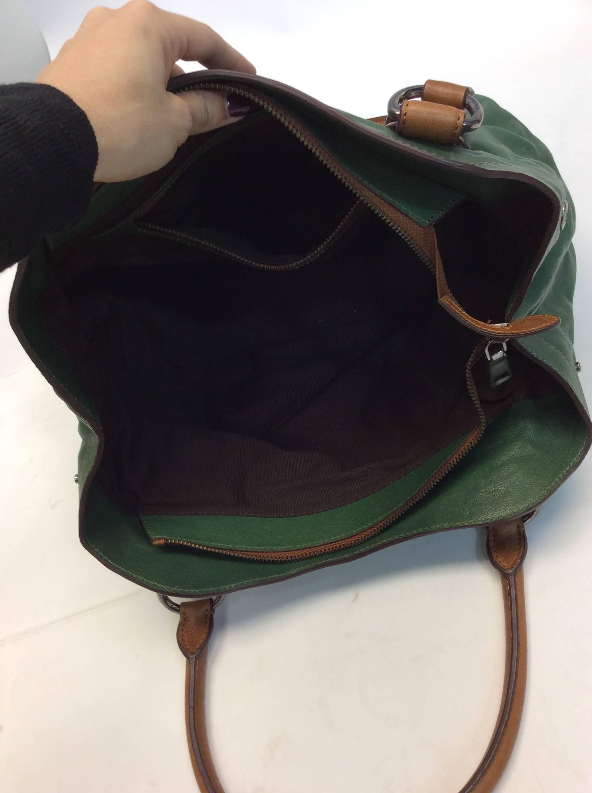 Prada Olive Green Leather Tote In Excellent Condition For Sale In Narberth, PA
