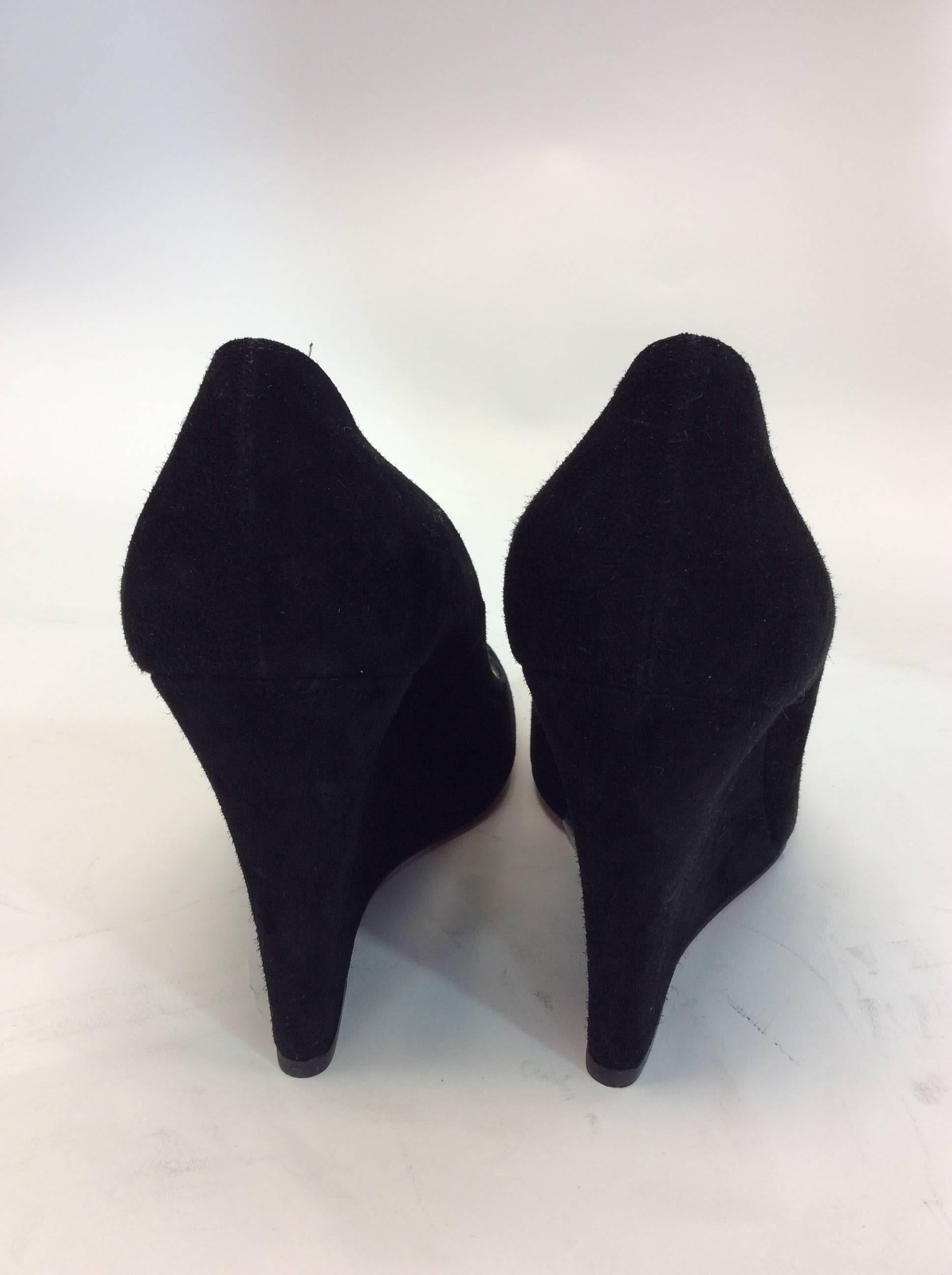 Beige Christian Louboutin Black Suede Wedge For Sale