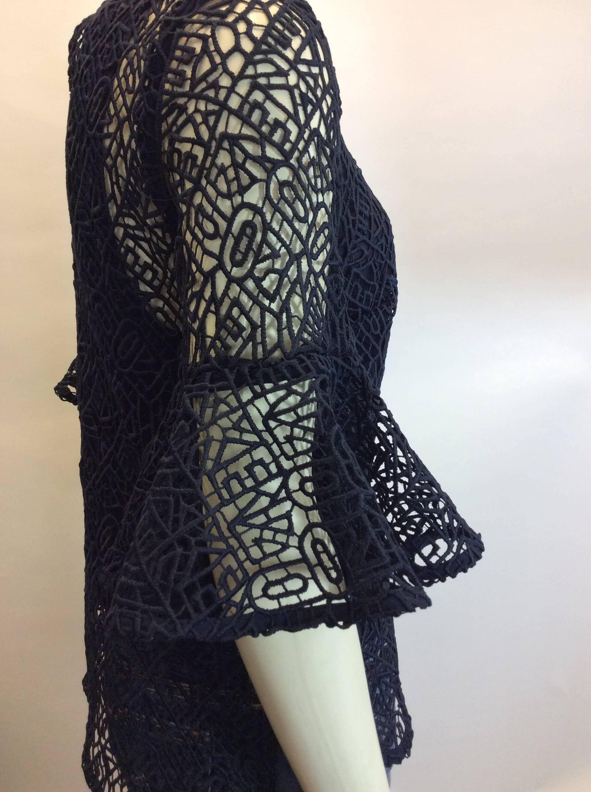 Prose & Poetry NWT High Low Lace Navy Top In New Condition In Narberth, PA