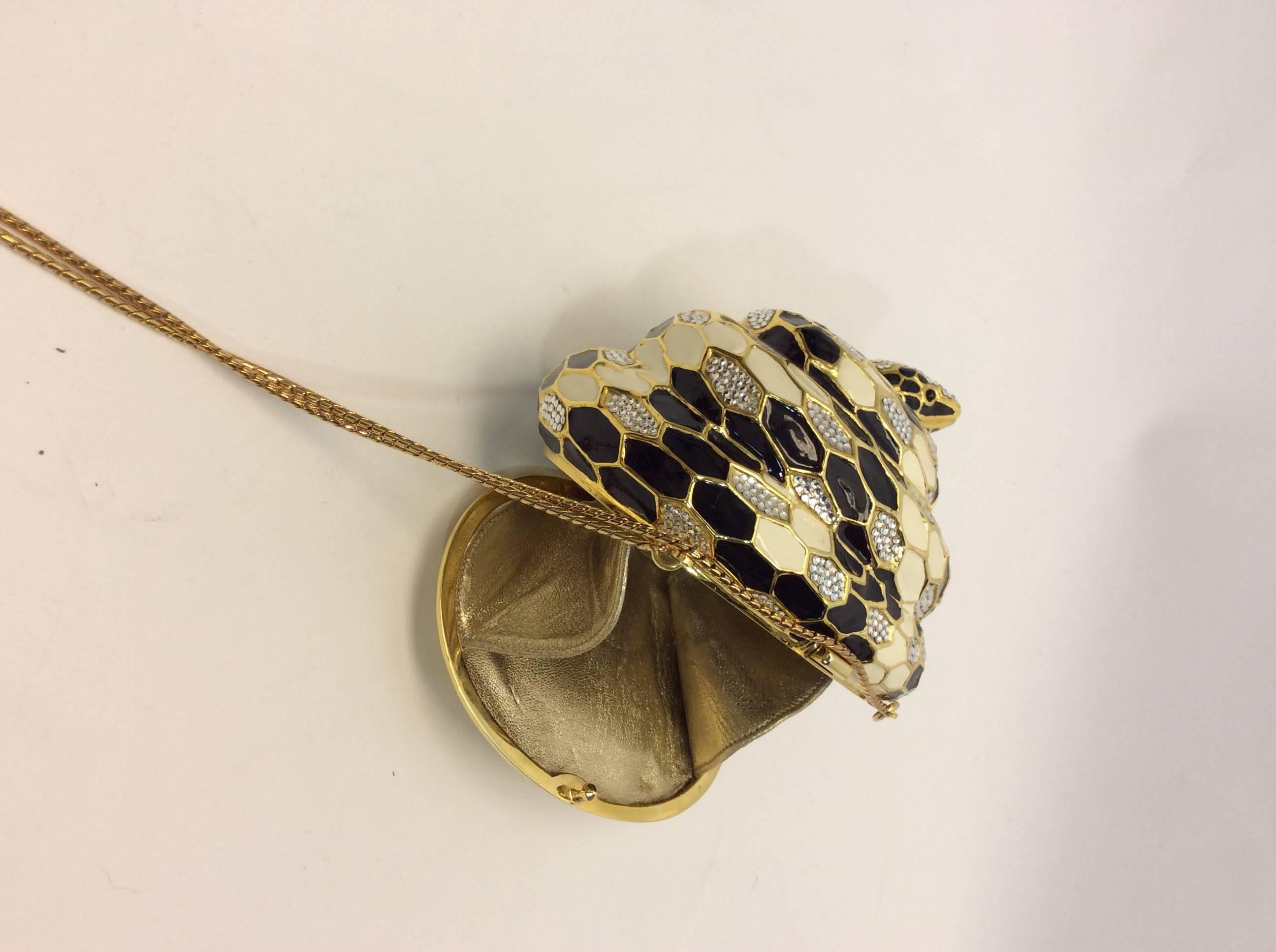Judith Leiber Snake Minaudiere Crystal Clutch In Excellent Condition In Narberth, PA