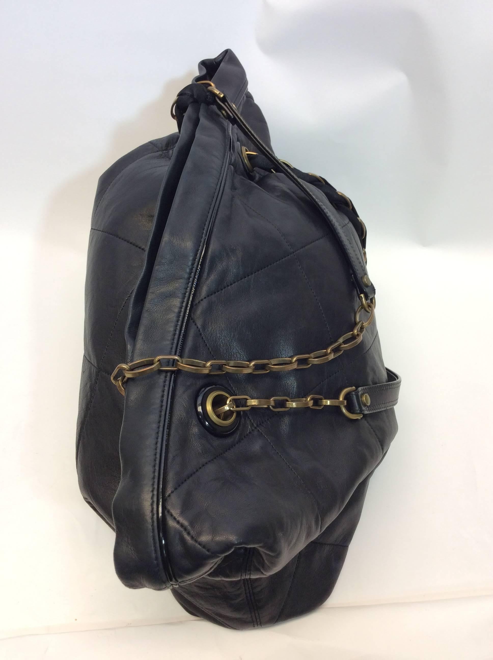 Lanvin Quilted Leather Large Chain Link Purse In Excellent Condition For Sale In Narberth, PA