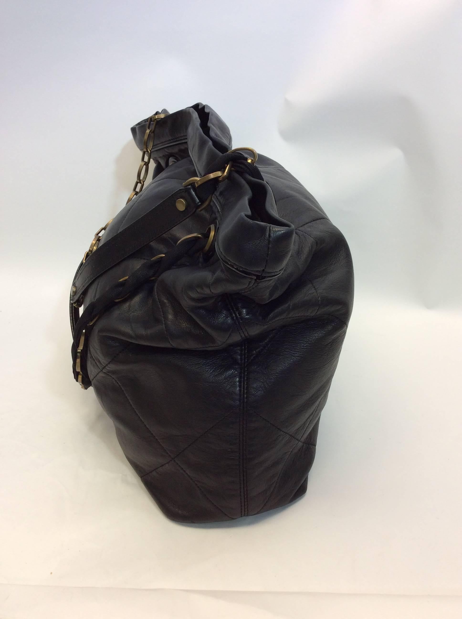 Black Lanvin Quilted Leather Large Chain Link Purse For Sale