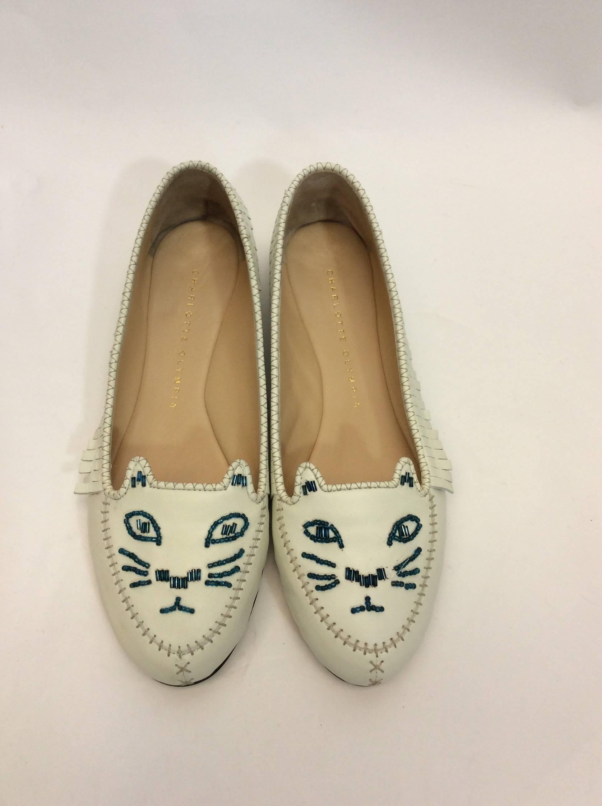 Charlotte Olympia Leather Moccasin Style Flats For Sale 1