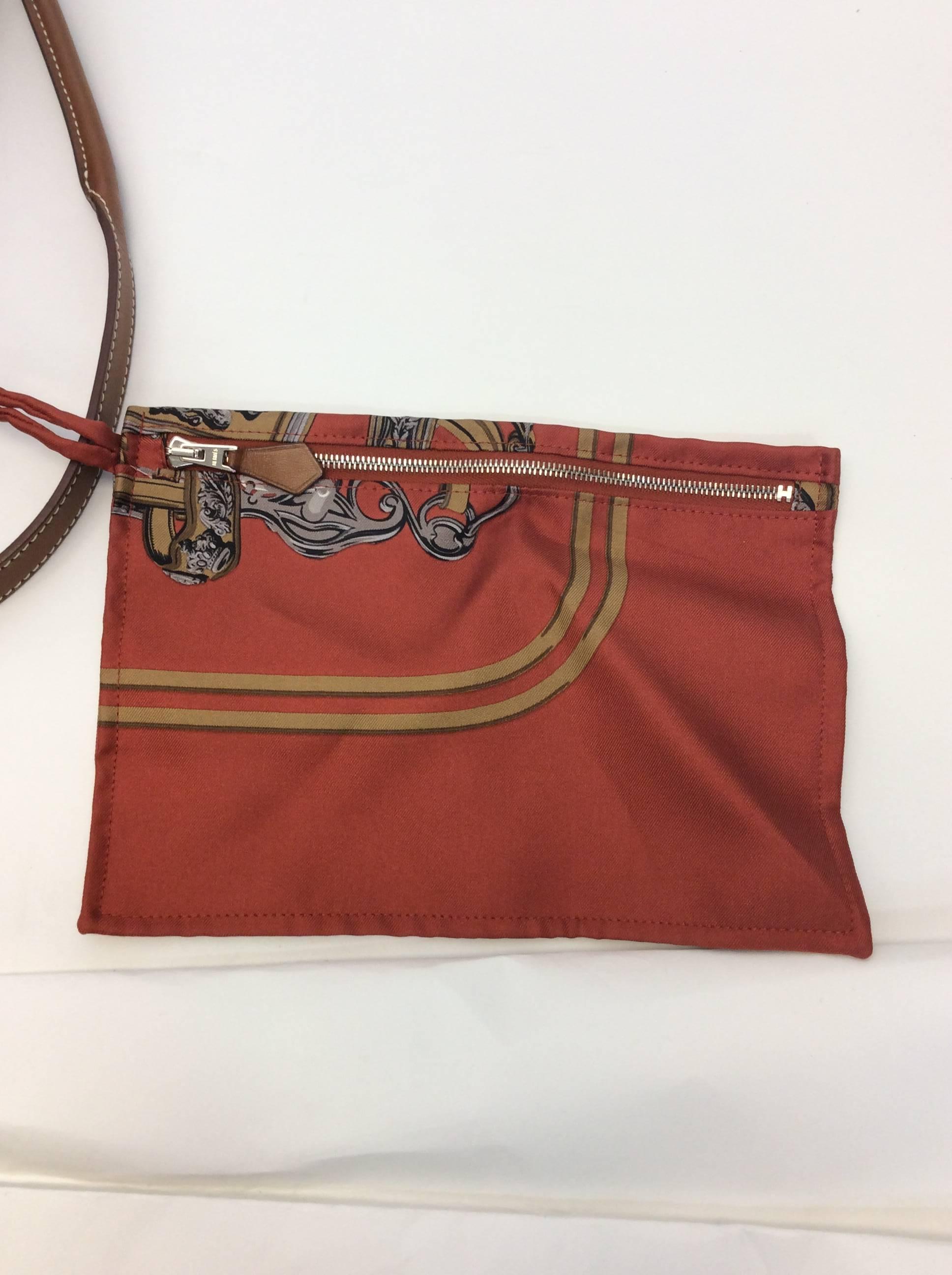 Brown Hermes Silky City Silk And Leather Crossbody For Sale