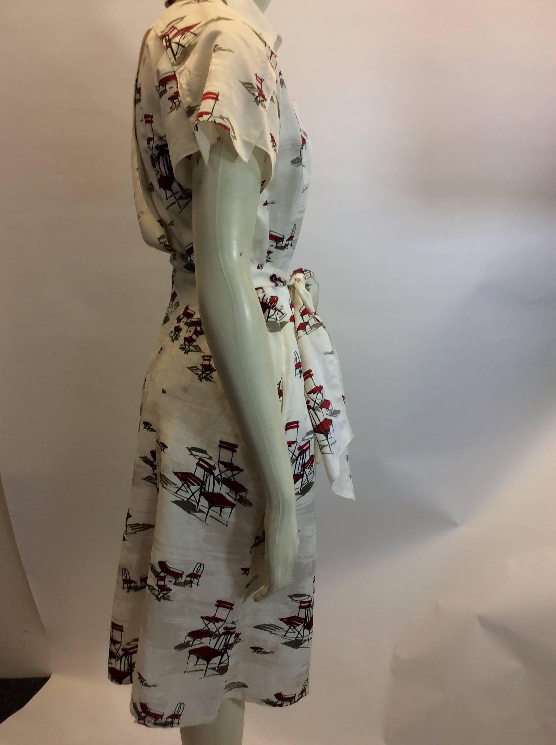 Carolina Herrera Button Down Chair Print Dress In Excellent Condition For Sale In Narberth, PA