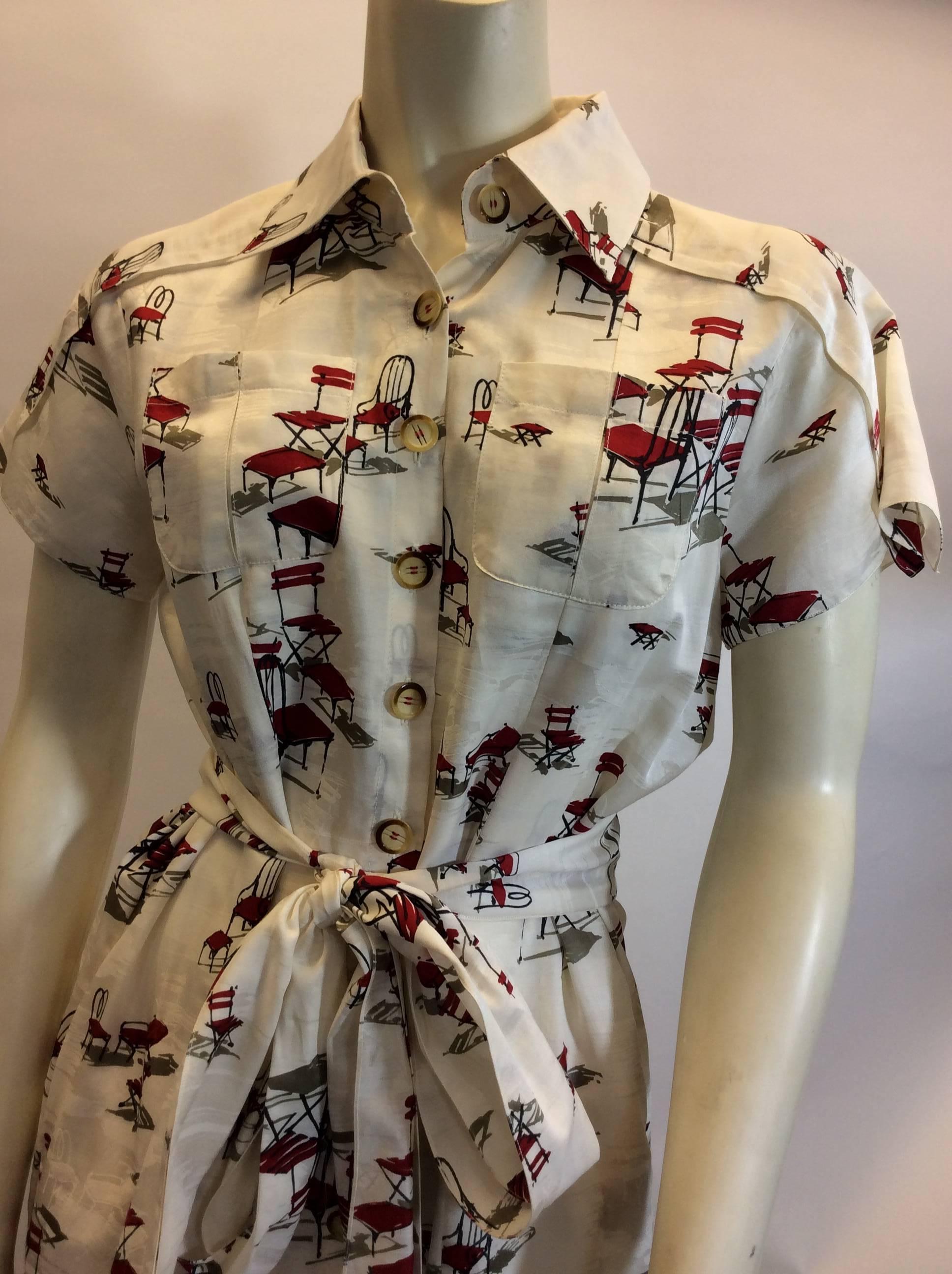Women's Carolina Herrera Button Down Chair Print Dress For Sale