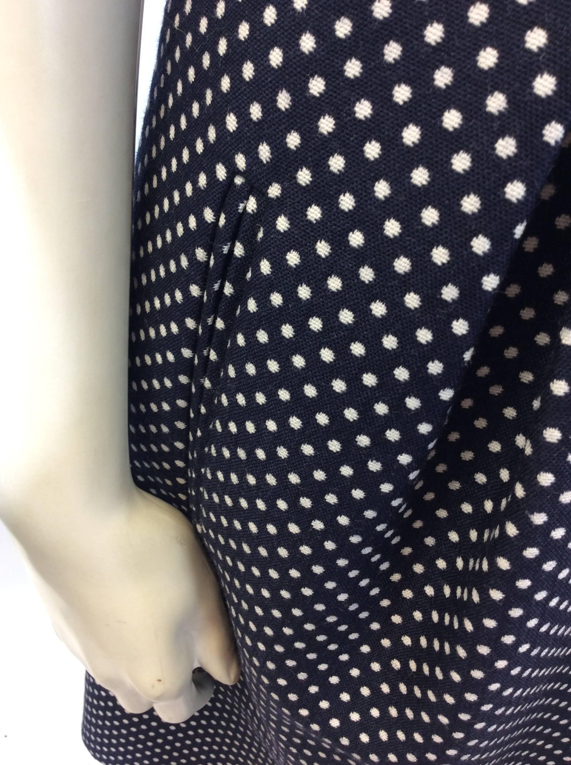 Women's Michael Kors Navy Polka Dot Wool Dress  For Sale