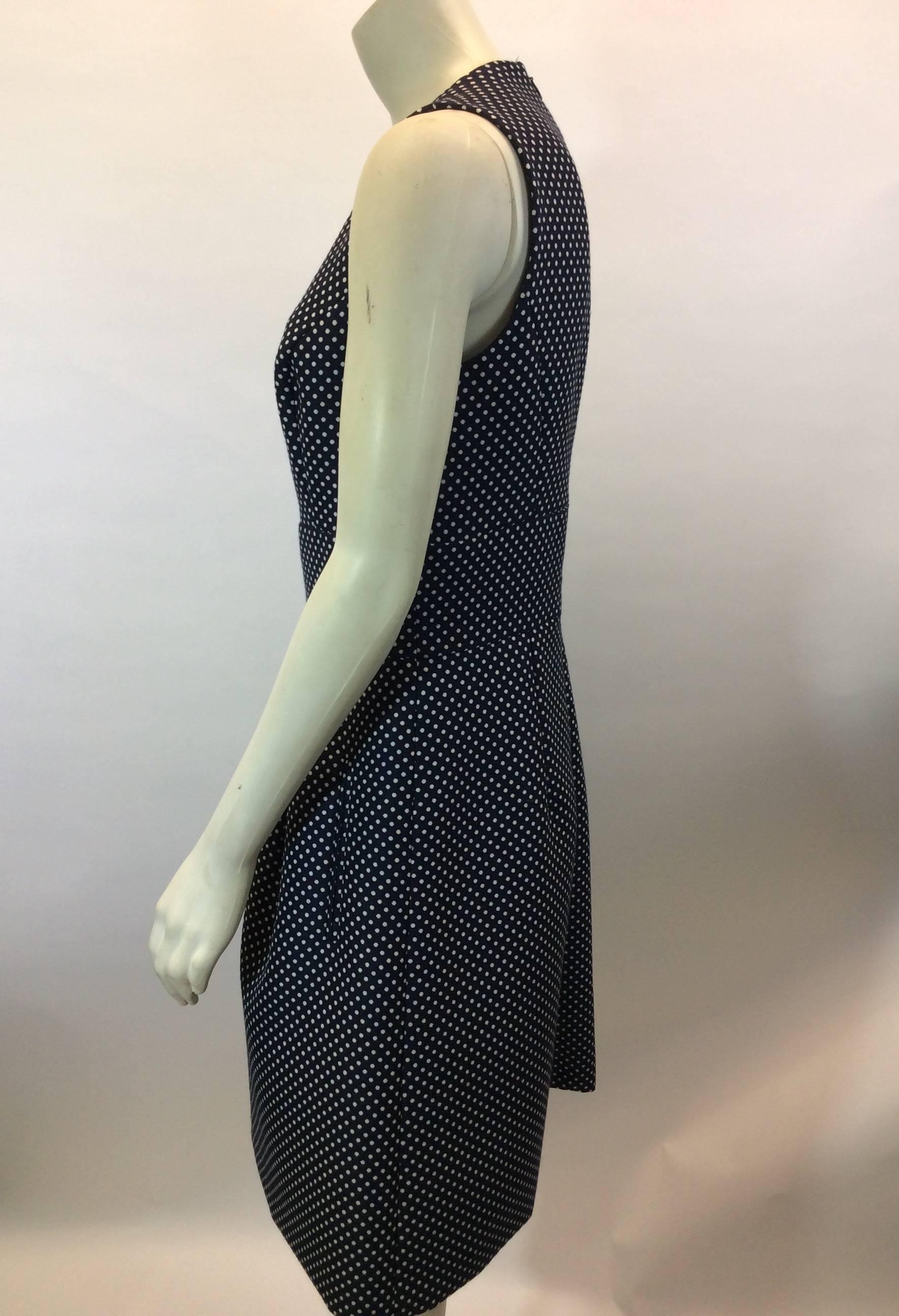 Black Michael Kors Navy Polka Dot Wool Dress  For Sale