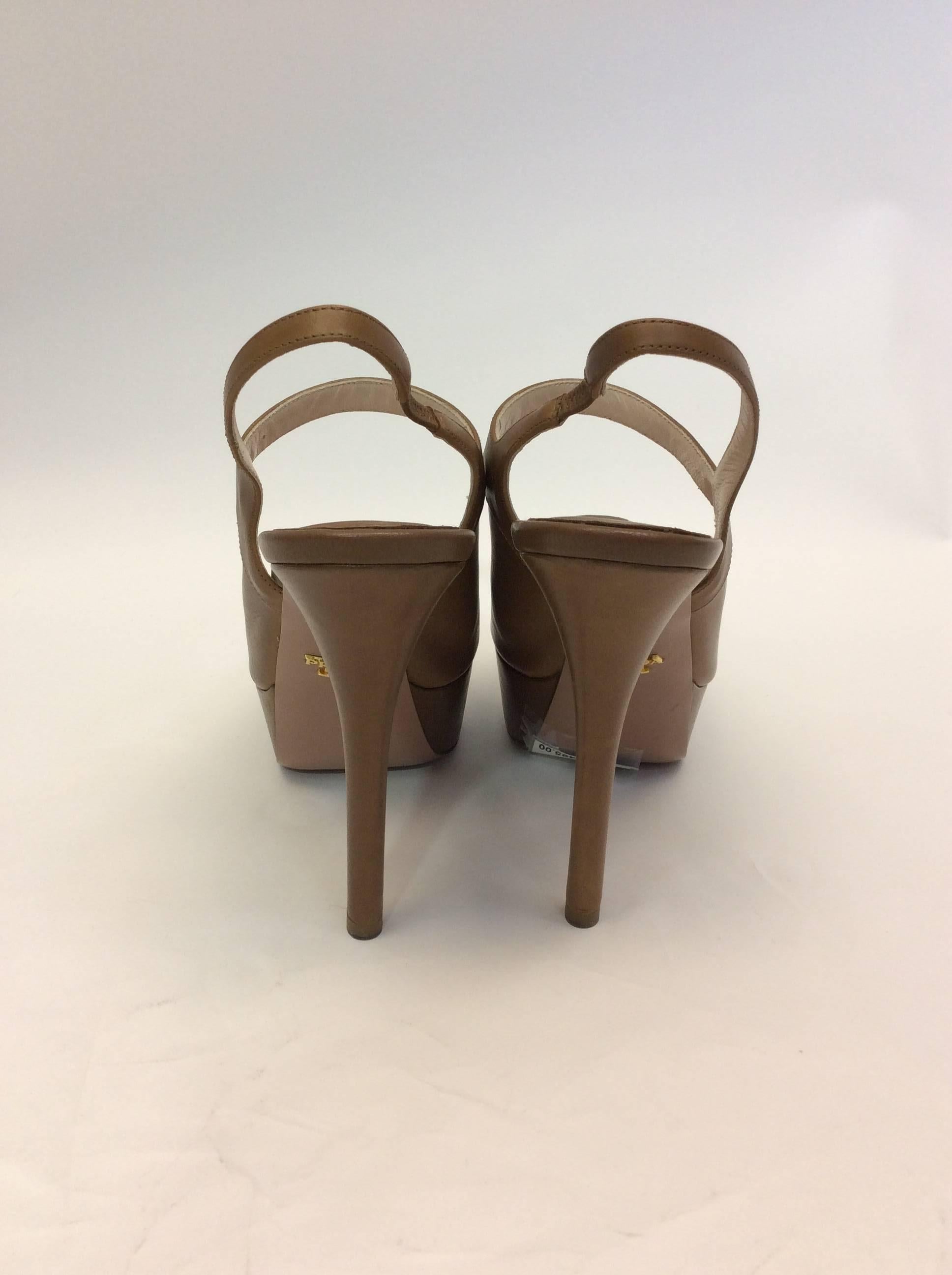 Women's Prada Taupe Ankle Strap Slingback Pumps For Sale