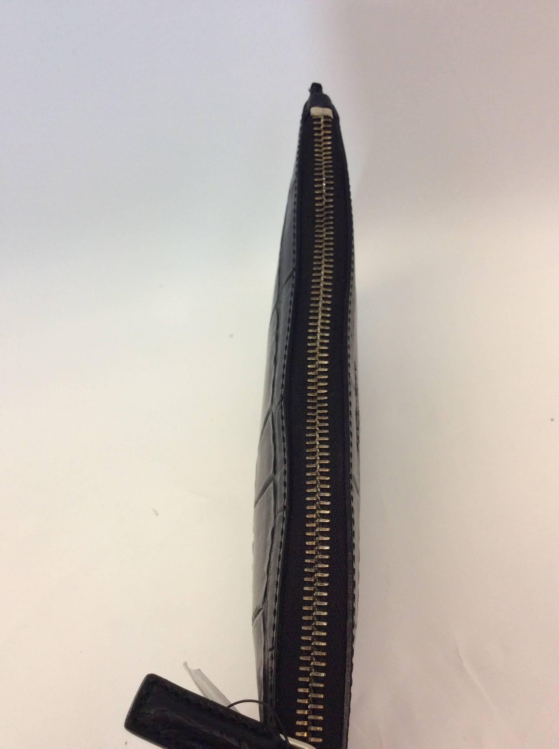 Givenchy Black Crocodile Embossed Clutch In New Condition For Sale In Narberth, PA