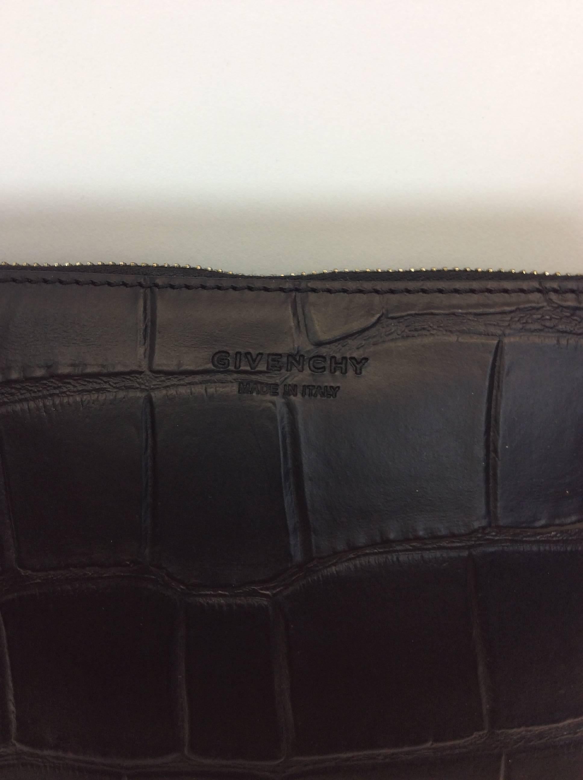 Givenchy Black Crocodile Embossed Clutch For Sale 1