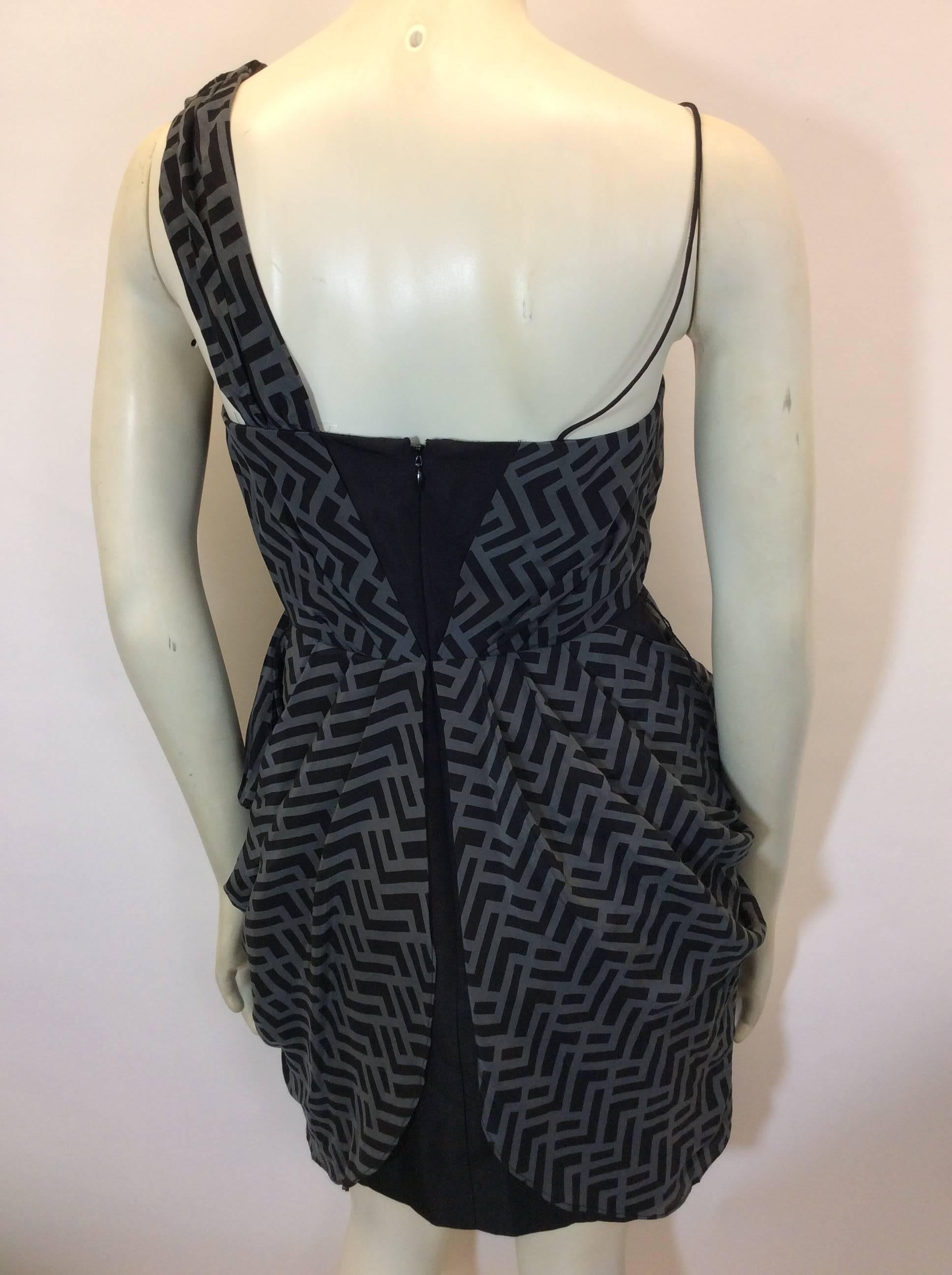 Alexander McQueen Chevron Print Asymmetrical Dress In Excellent Condition For Sale In Narberth, PA