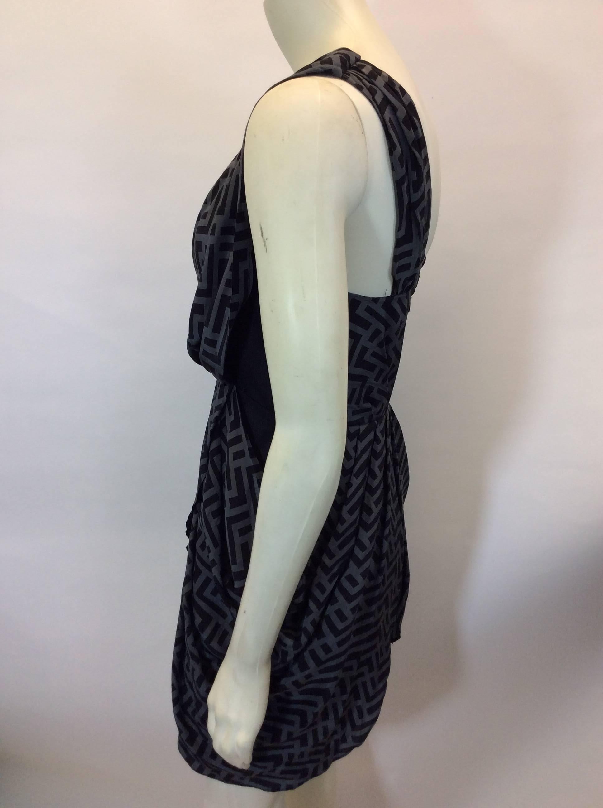 Black Alexander McQueen Chevron Print Asymmetrical Dress For Sale