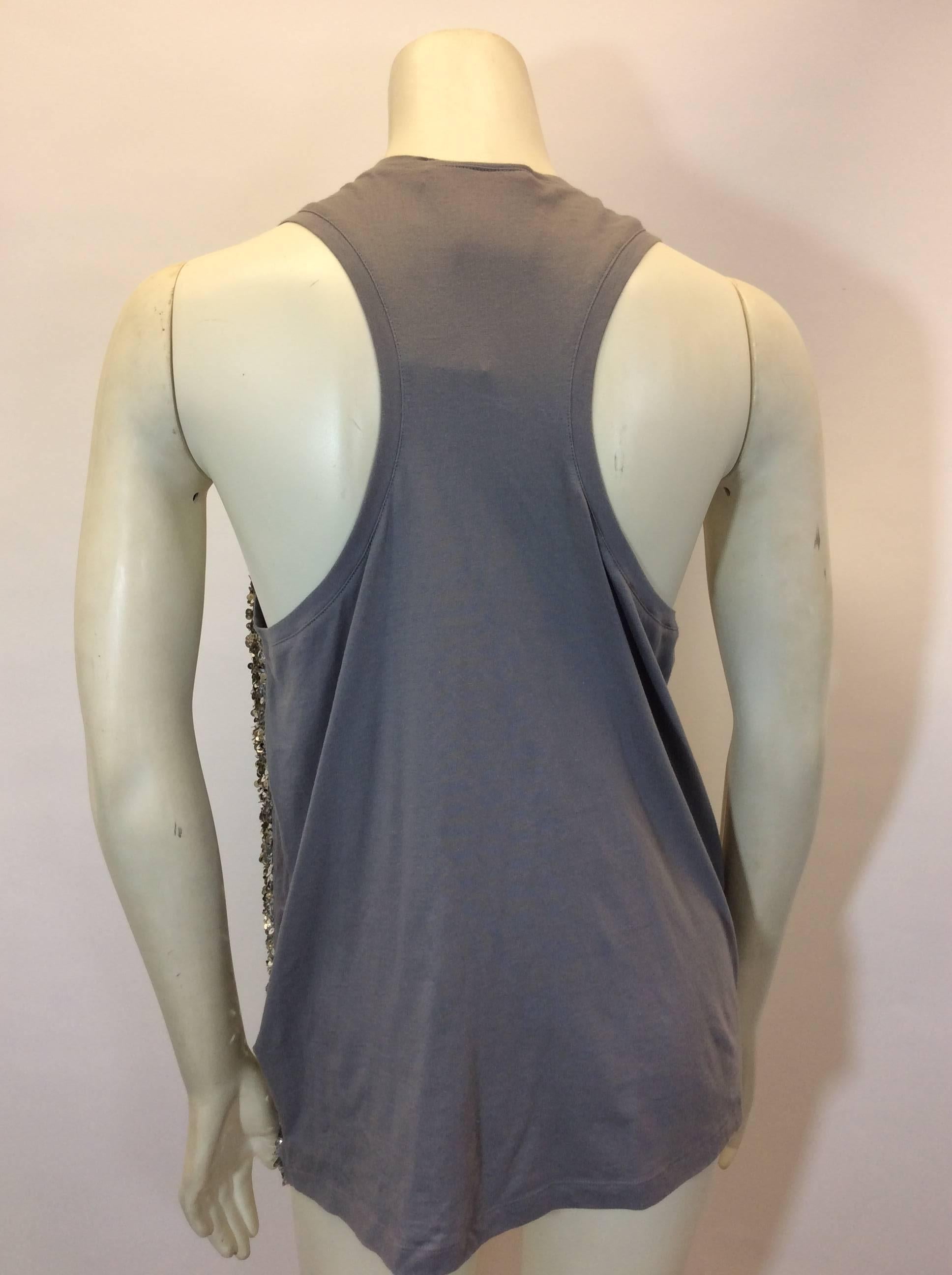 Stella McCartney Sequined Grey Tank In New Condition For Sale In Narberth, PA