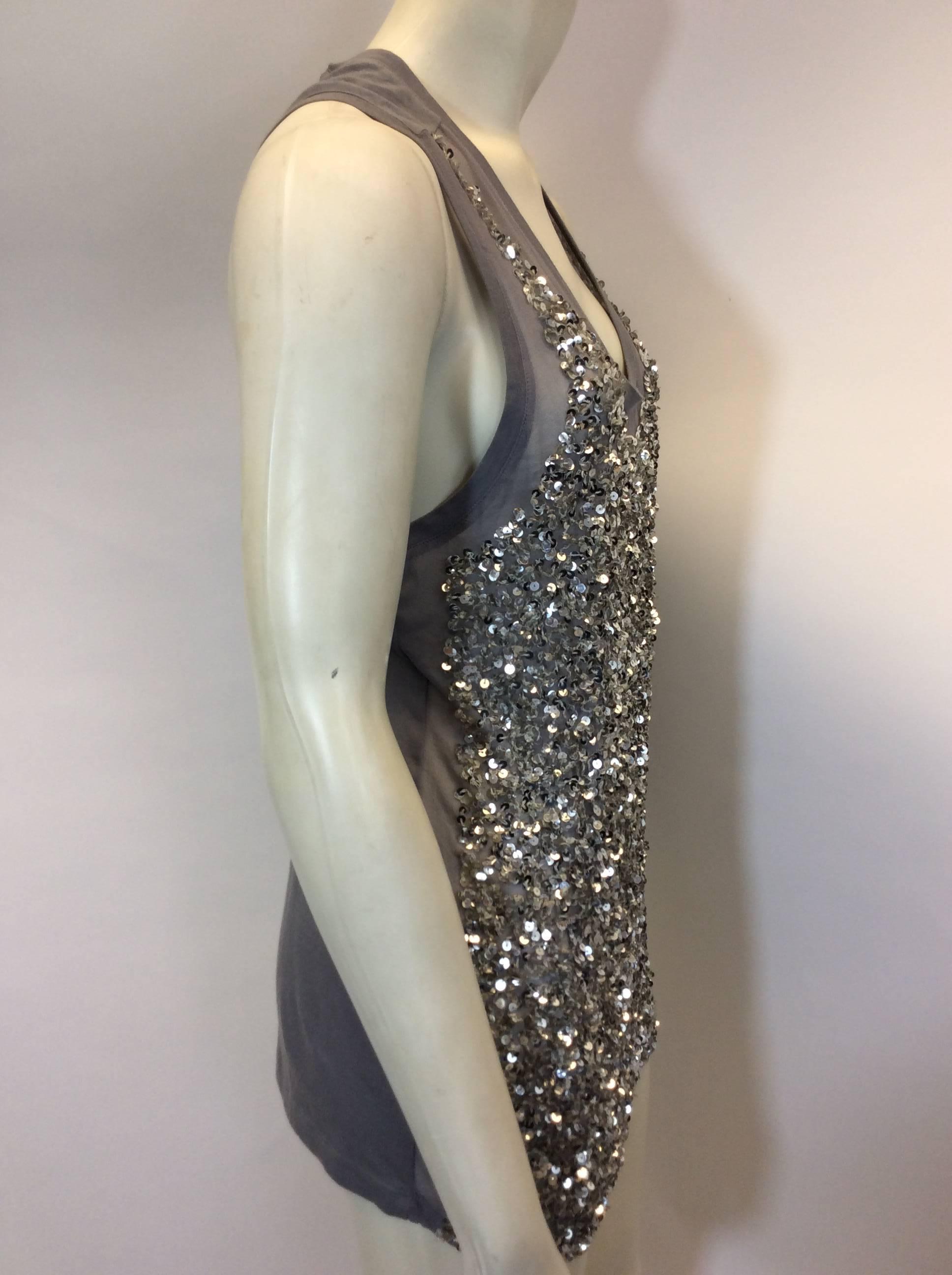 Gray Stella McCartney Sequined Grey Tank For Sale