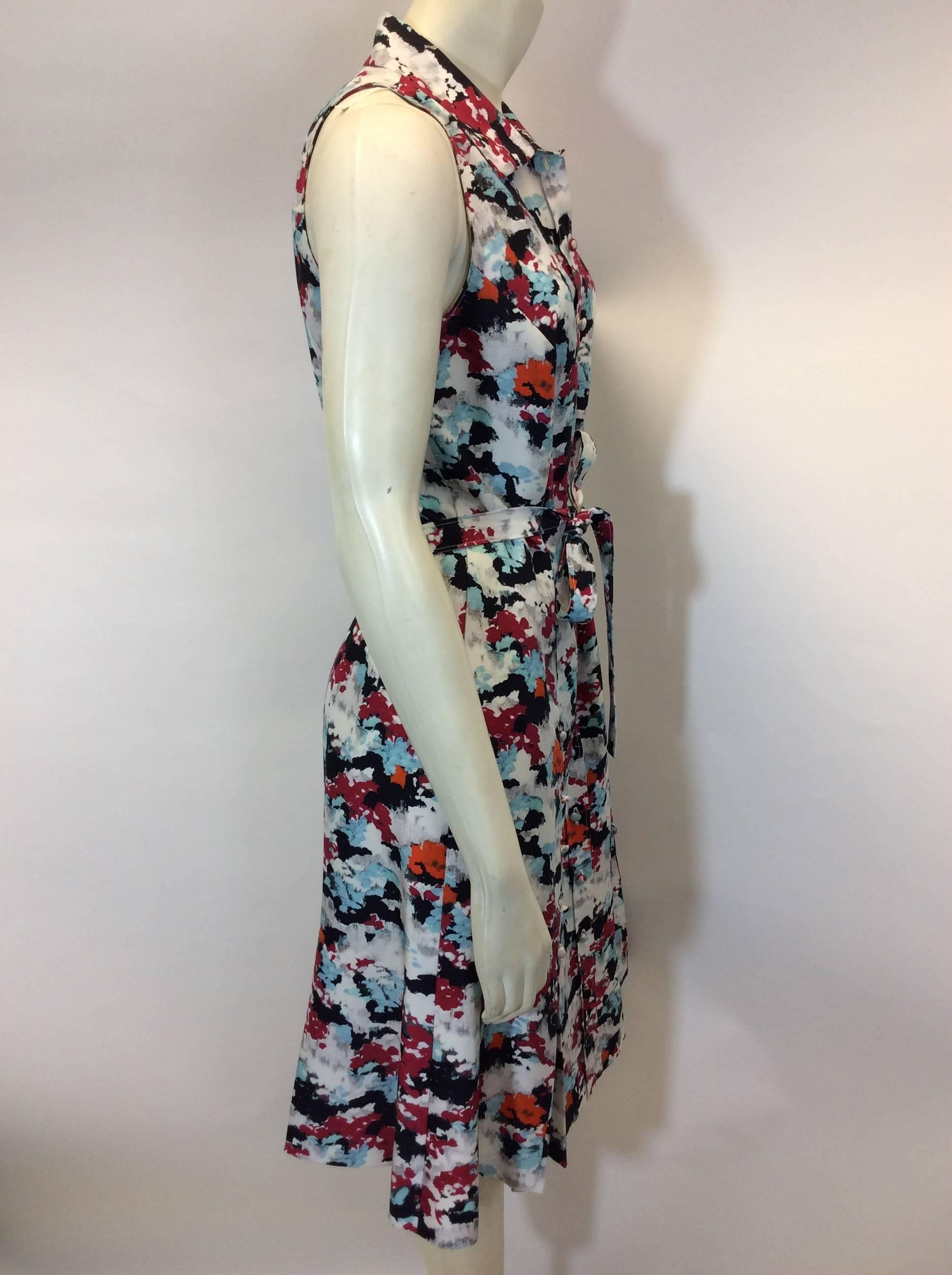 Gray Carolina Herrera Abstract Printed Day Dress For Sale