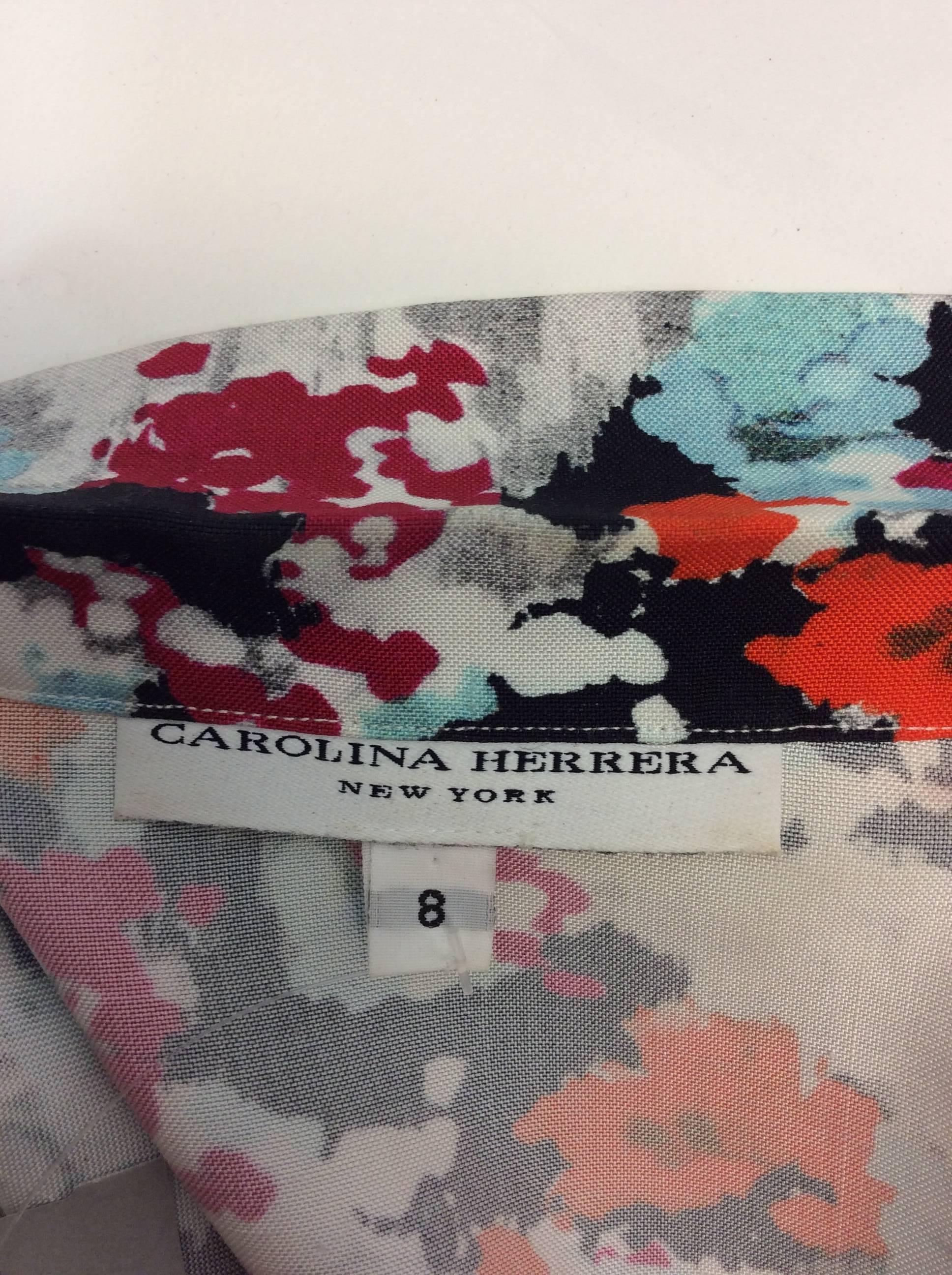 Carolina Herrera Abstract Printed Day Dress For Sale 1