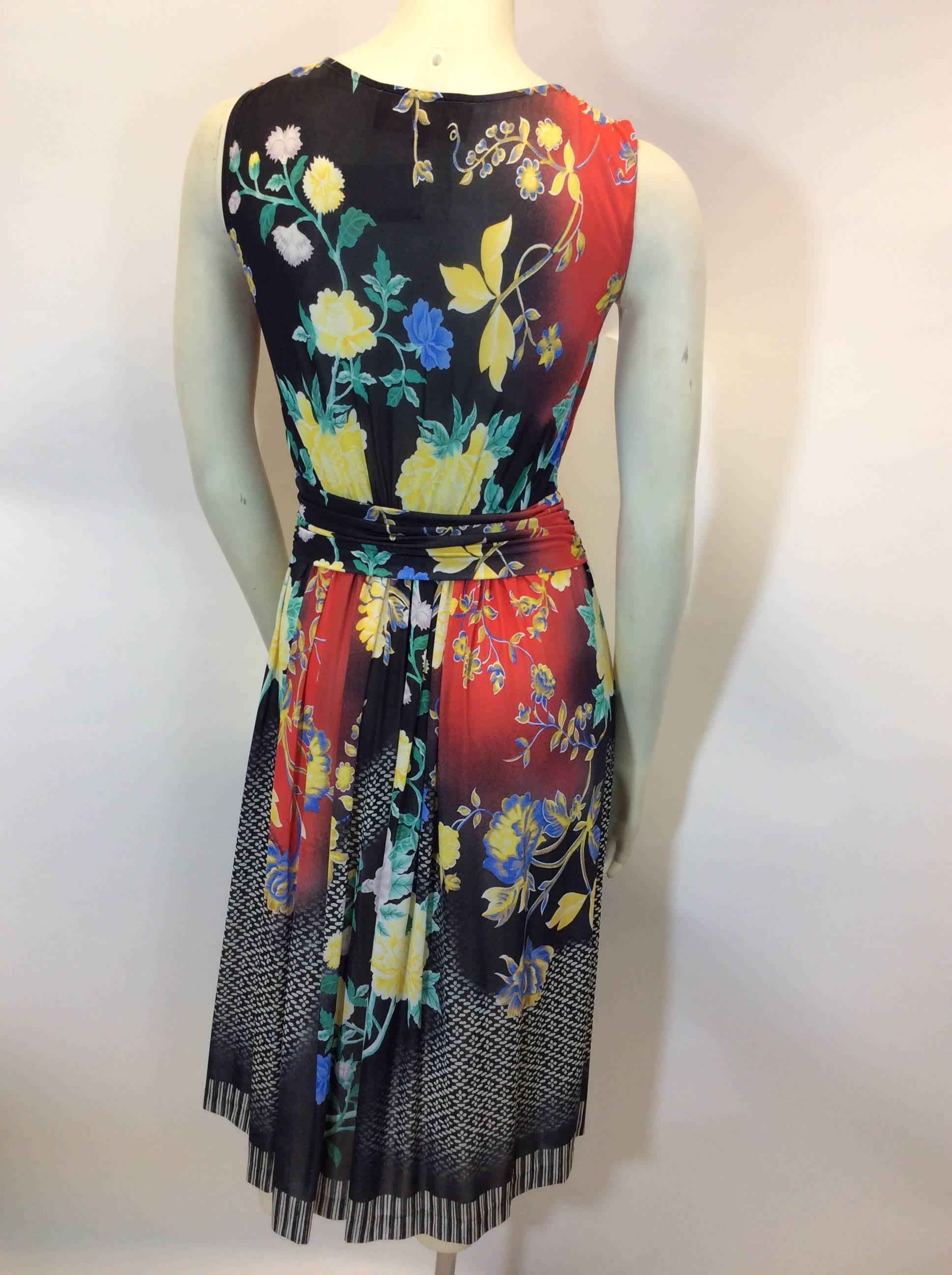 Etro Stretch Floral Printed Drape Dress In Excellent Condition For Sale In Narberth, PA