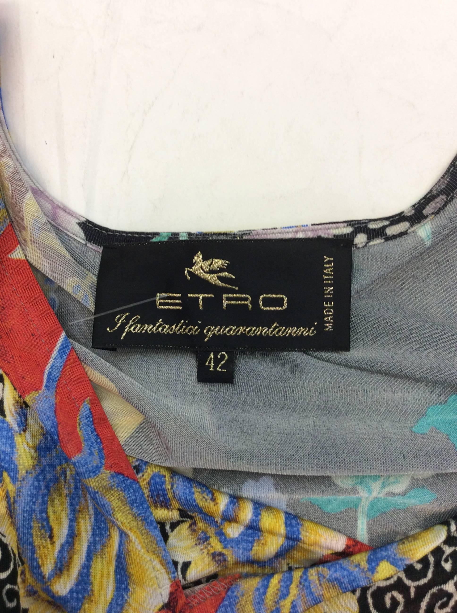 Etro Stretch Floral Printed Drape Dress For Sale 1