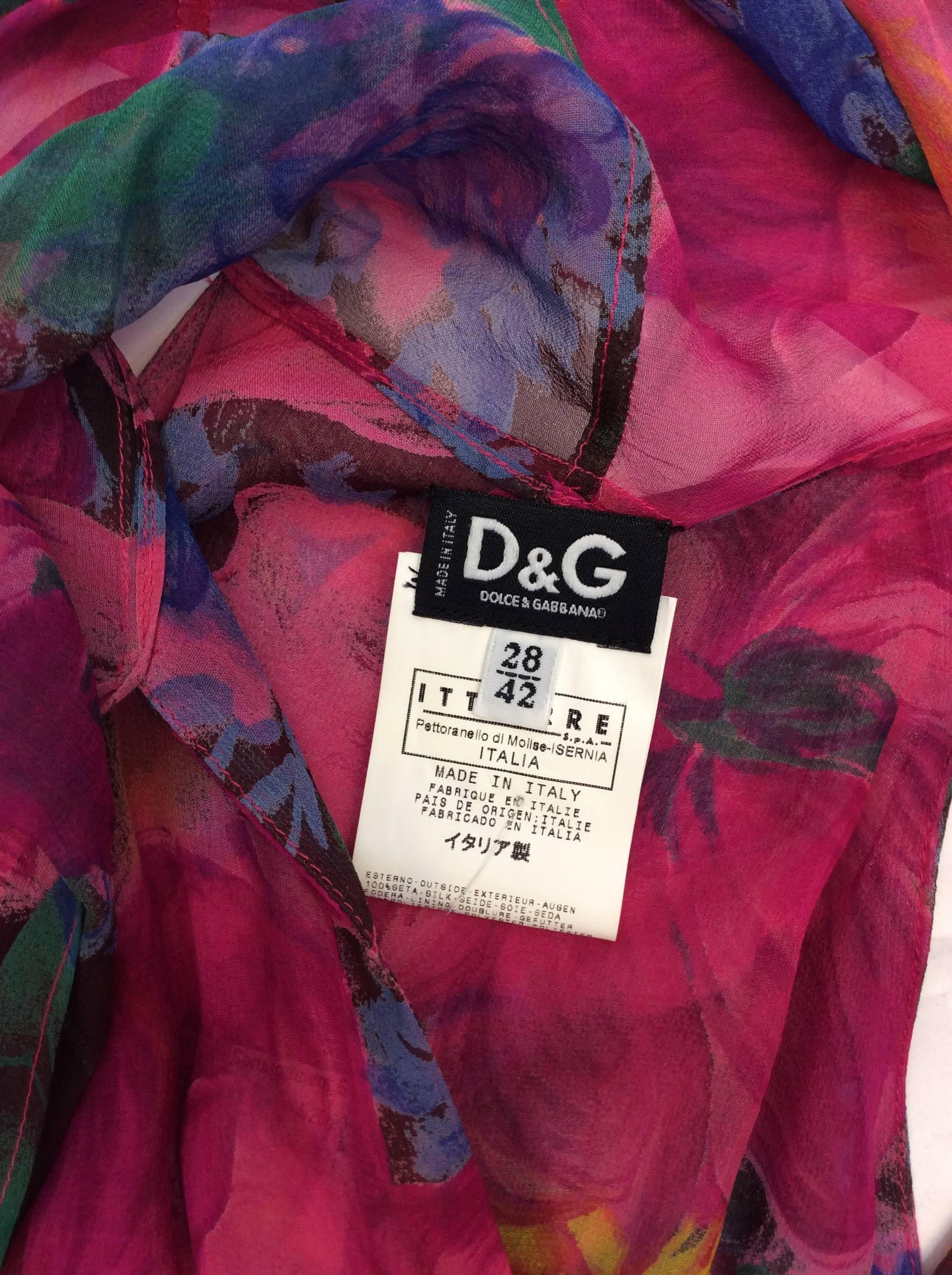 Women's Dolce & Gabanna Floral Chiffon Ruffle Dress with Scarf For Sale