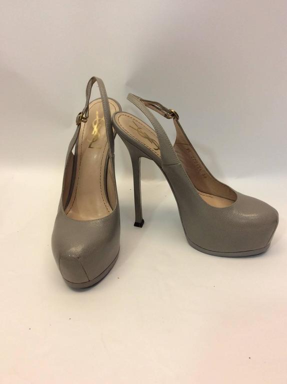 YSL Grey Slingback Platform Pumps For Sale at 1stDibs