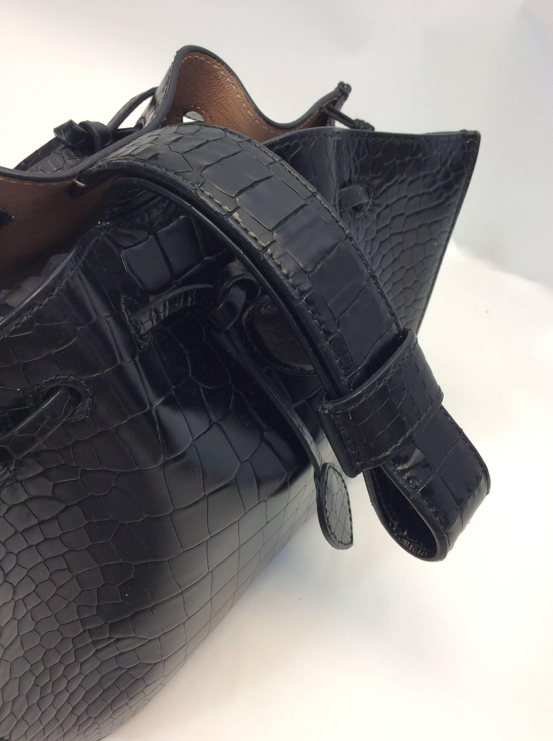 Alaia Black Alligator Embossed Wristlet Bucket Bag In Excellent Condition In Narberth, PA
