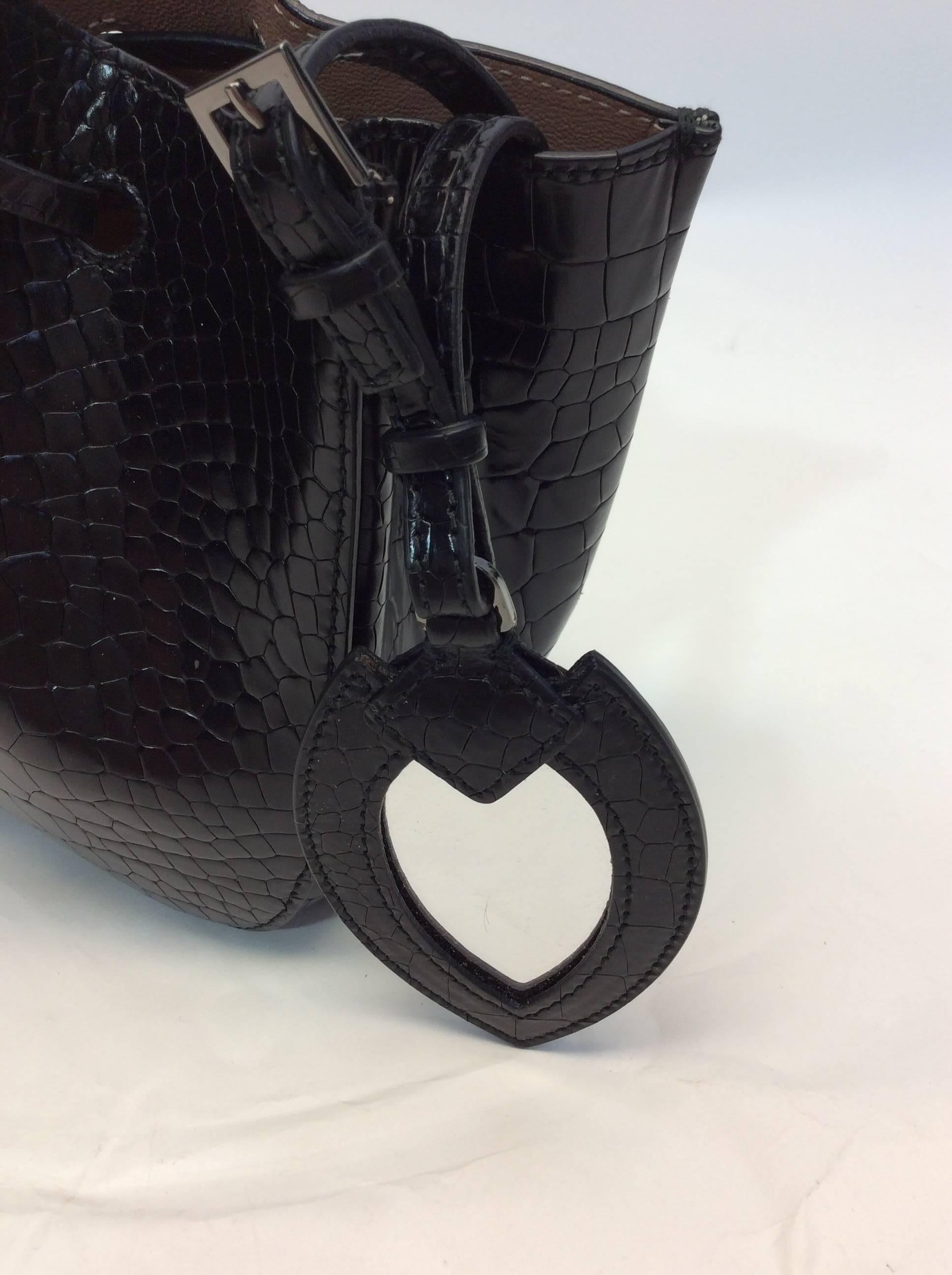 Alaia Black Alligator Embossed Wristlet Bucket Bag 2