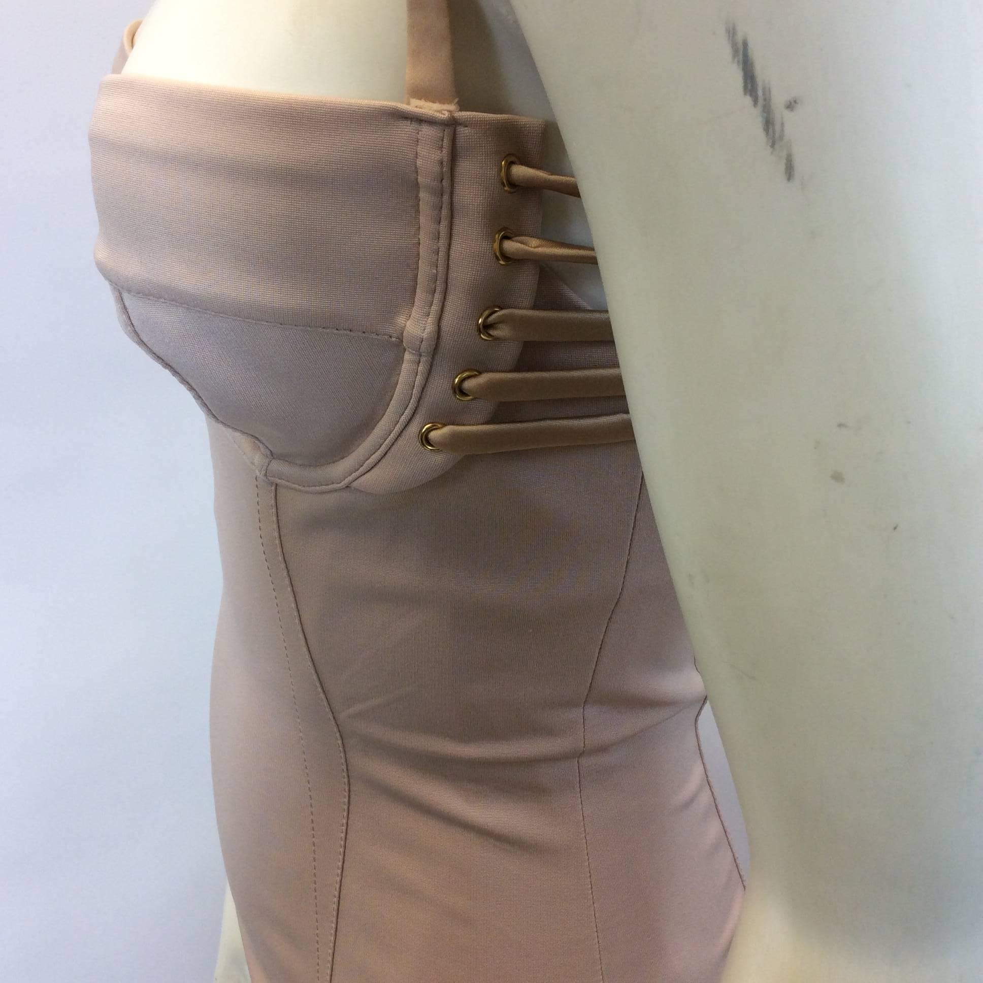 Brown Dolce & Gabbana Nude Bustier Dress with Strappy Back Detail For Sale
